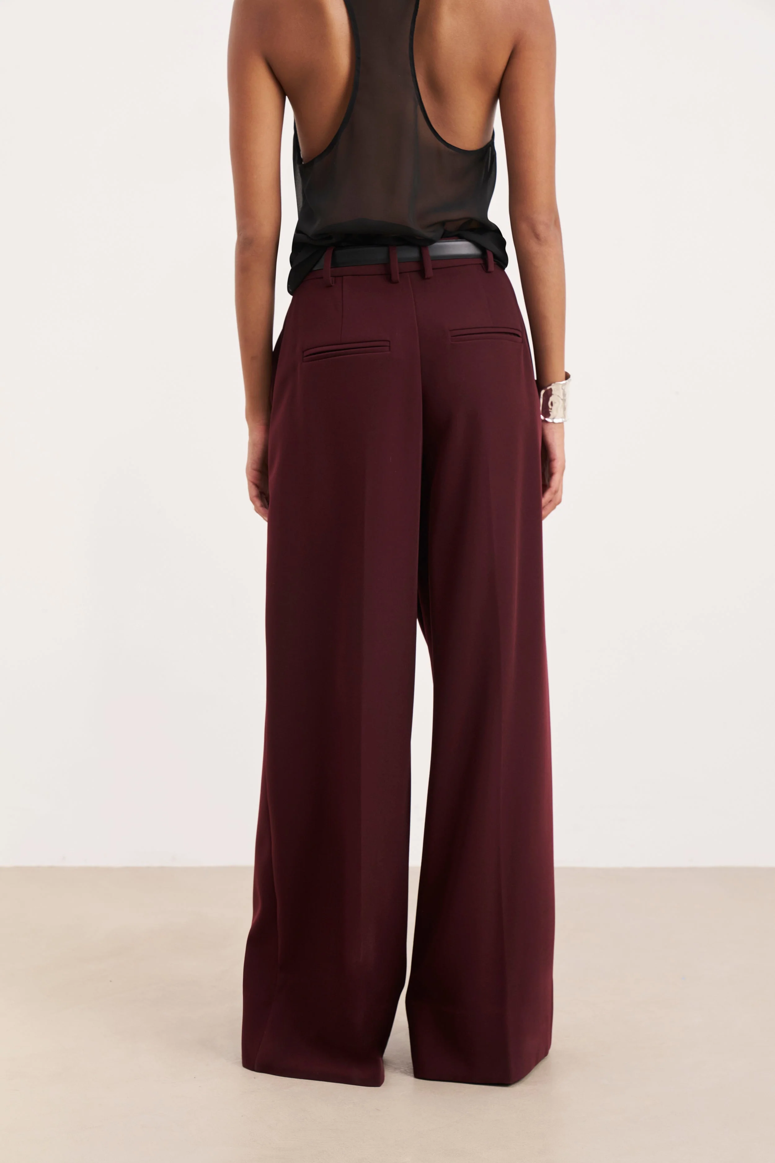 Pleated Ultra Wide Leg Trousers - Mulberry - Image 9
