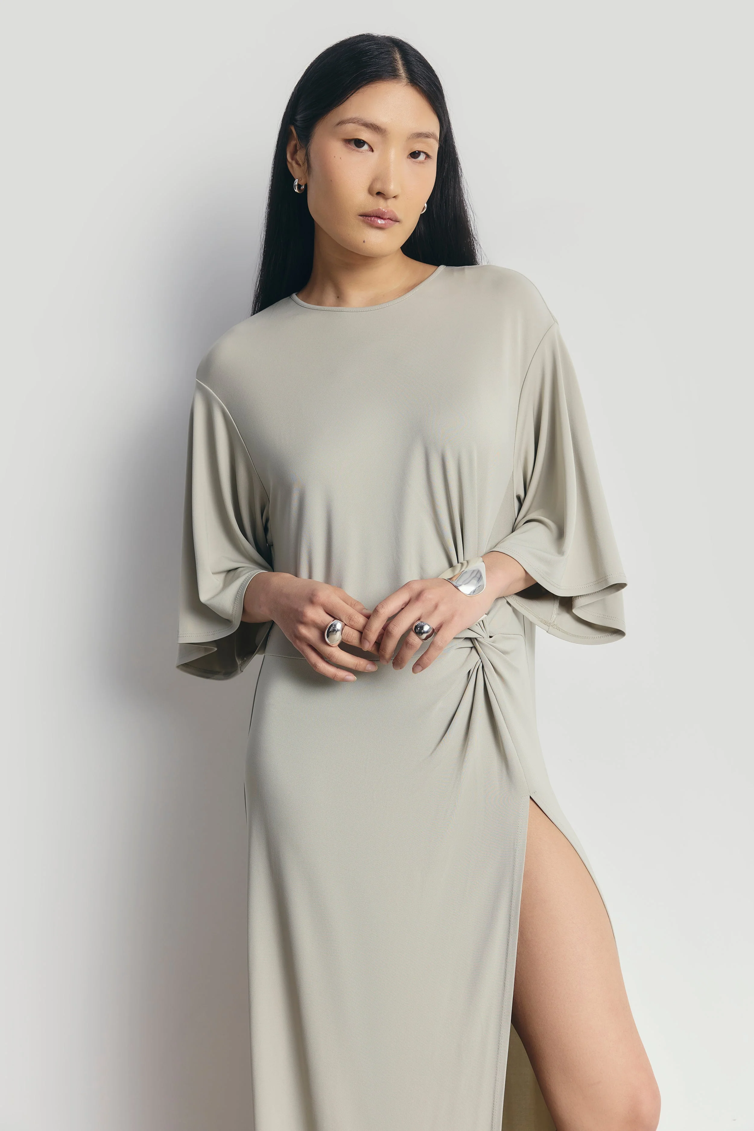 Relaxed Dropped Waist T-Shirt Gown - Antique Sage - Image 3