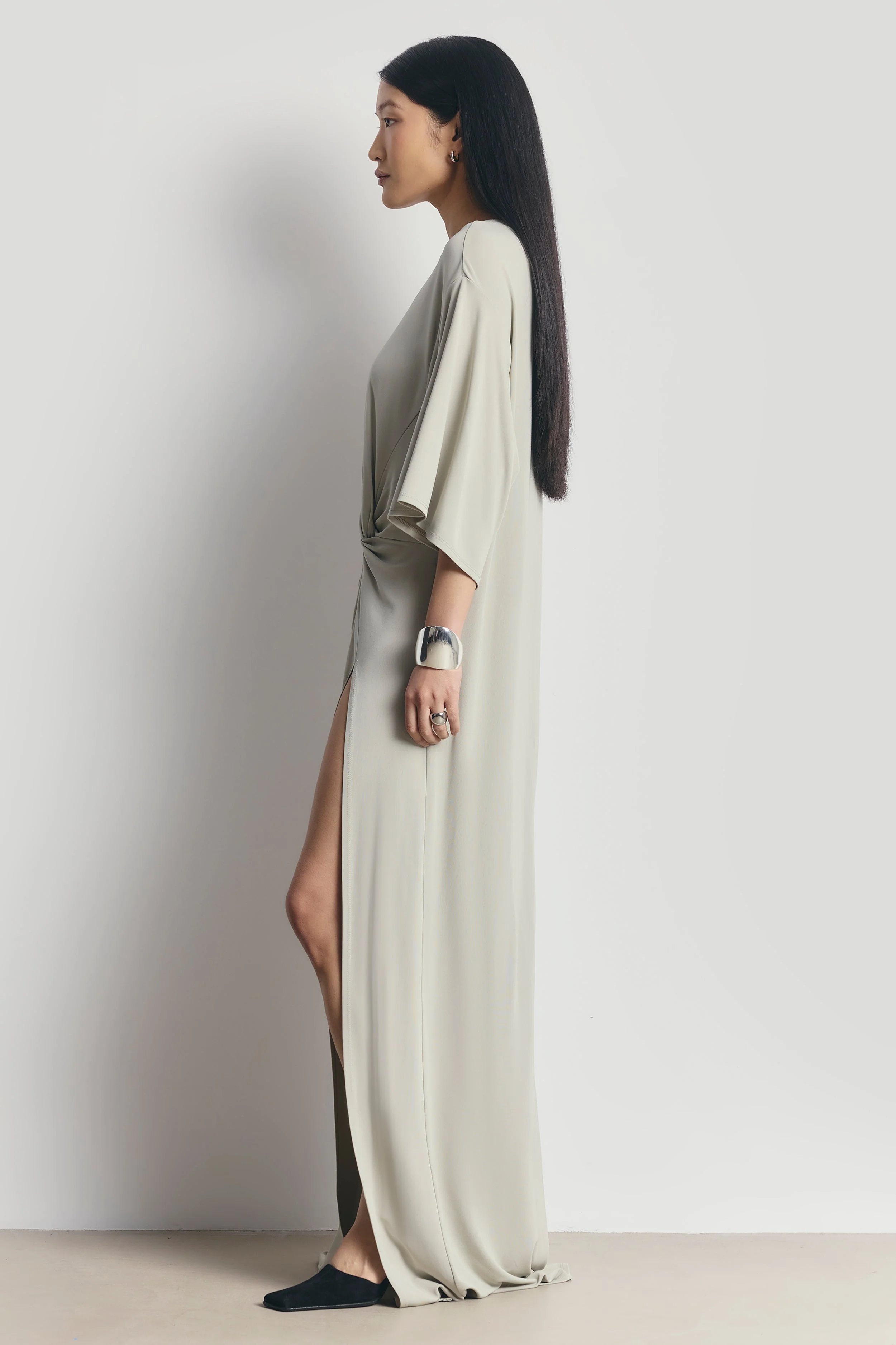 Relaxed Dropped Waist T-Shirt Gown - Antique Sage - Image 4