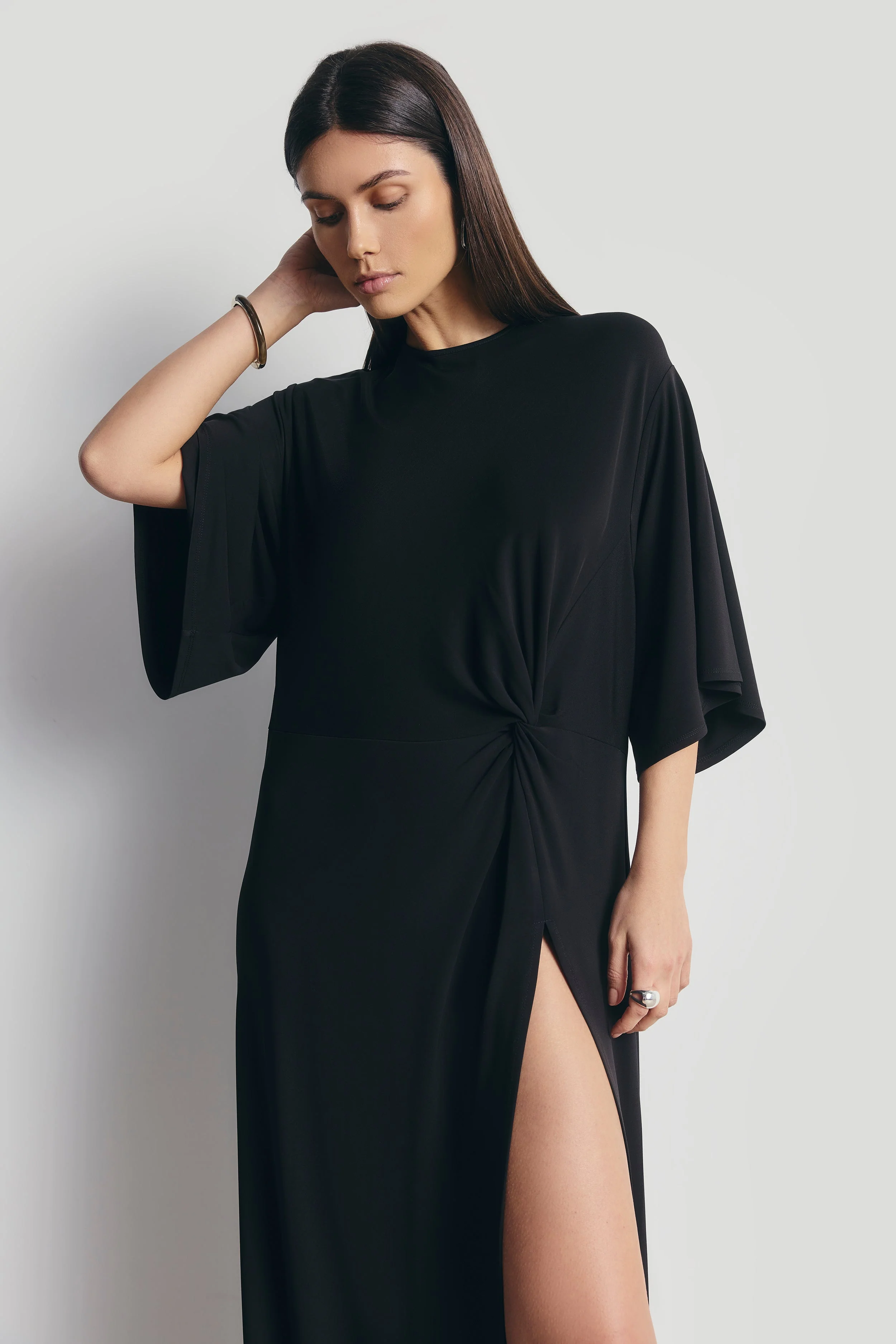 Relaxed Dropped Waist T-Shirt Gown - Black - Image 3