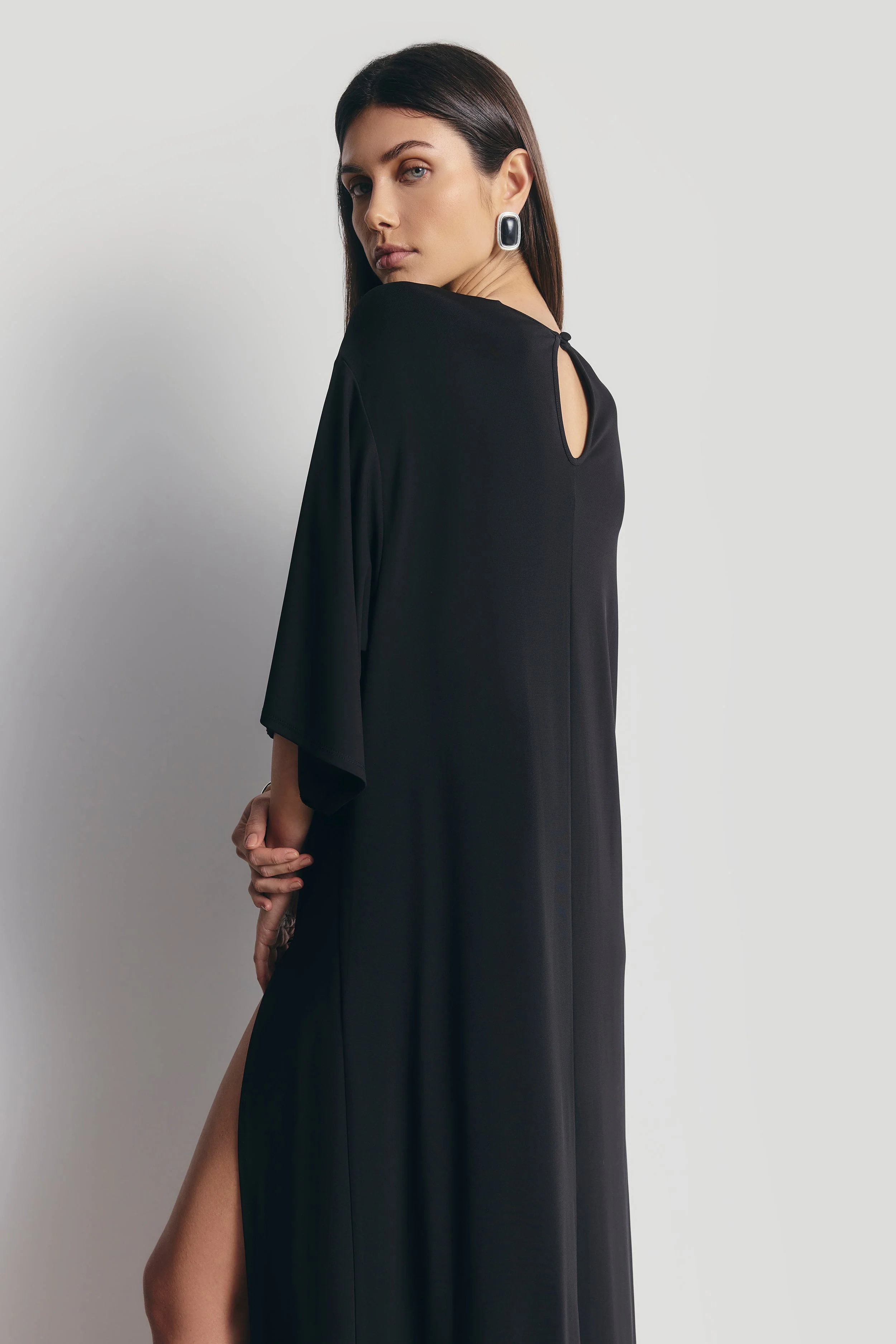 Relaxed Dropped Waist T-Shirt Gown - Black - Image 5