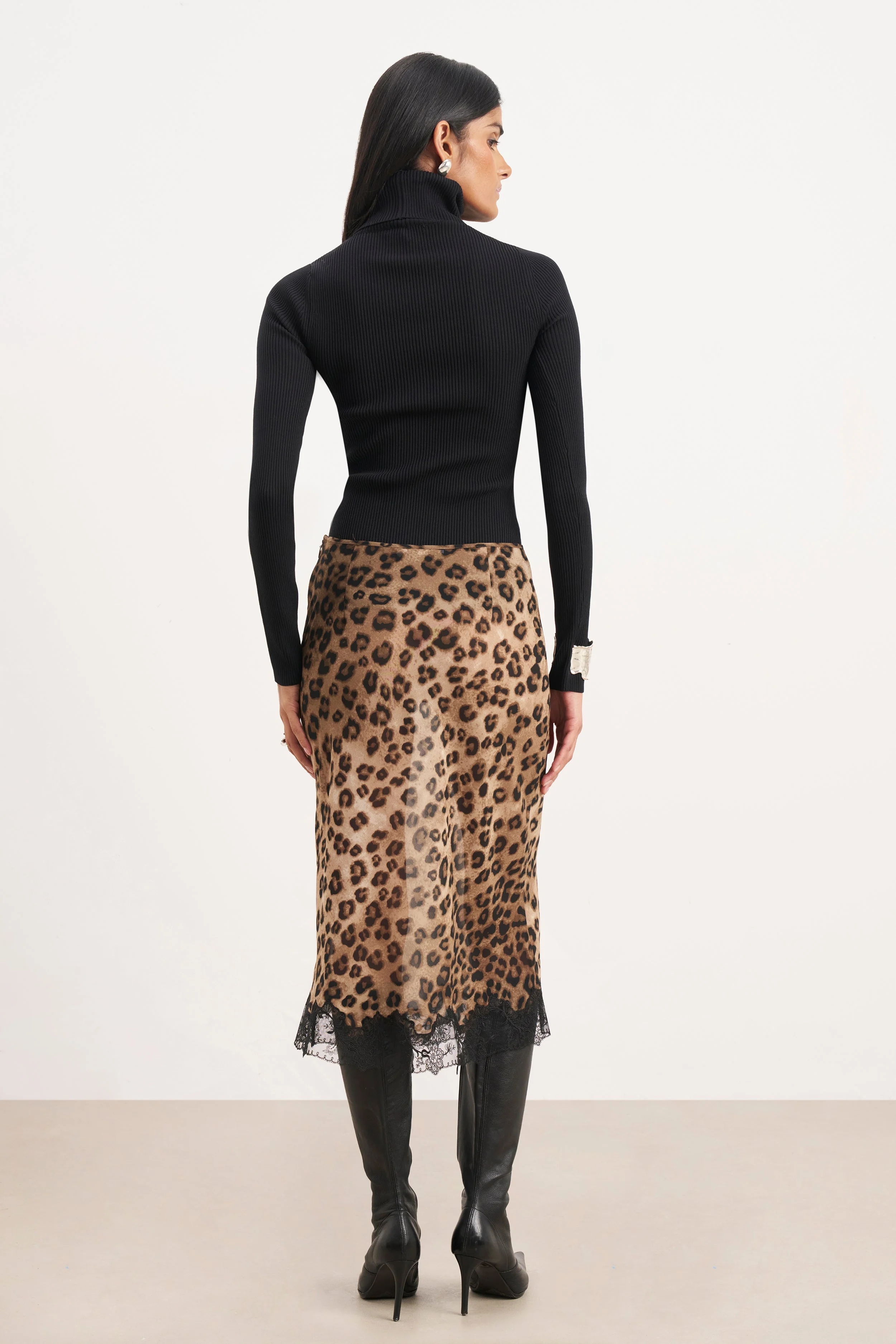 Ribbed Knit Turtleneck Jumper - Black - Image 10