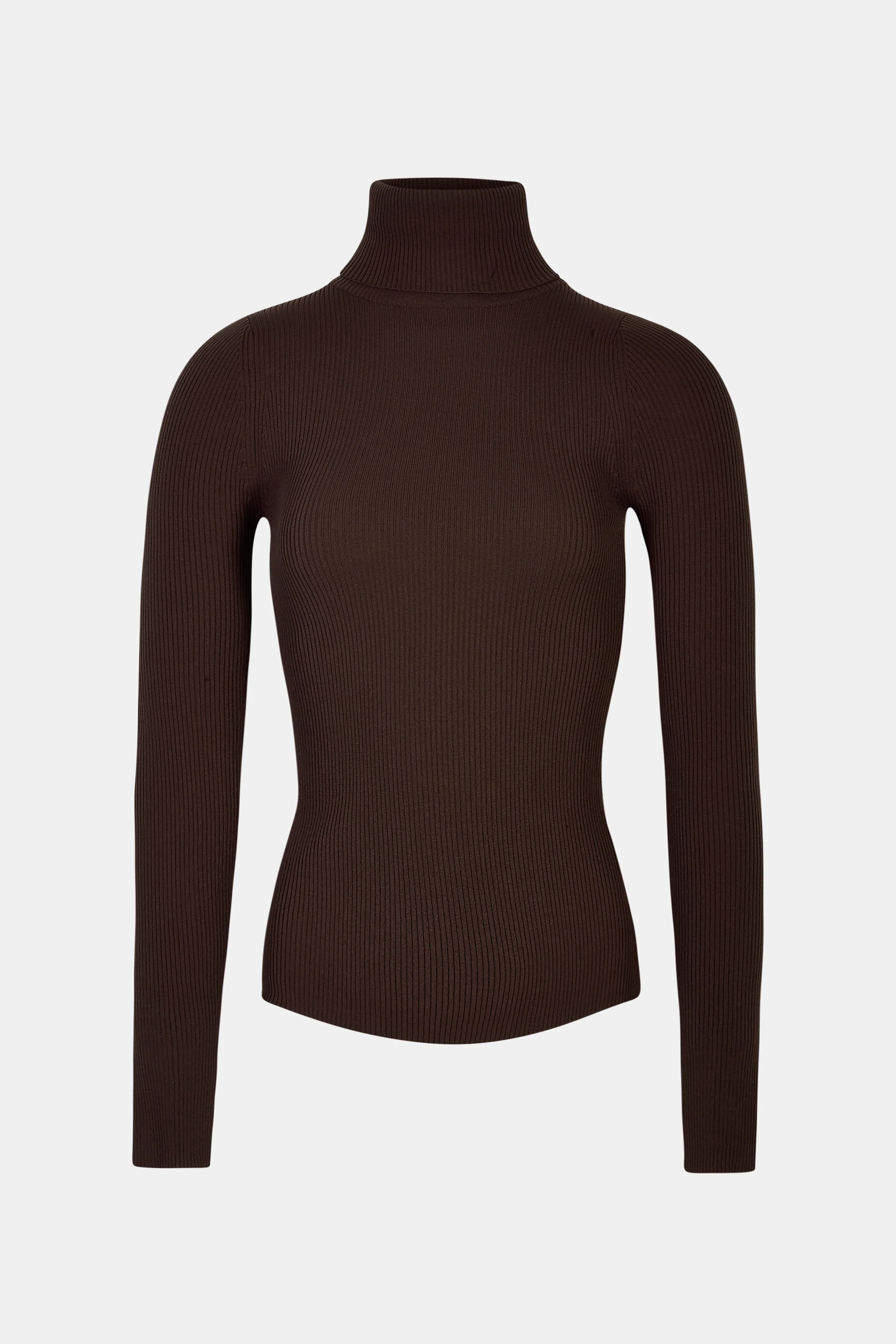 Ribbed Knit Turtleneck Jumper - Carob - Image 11