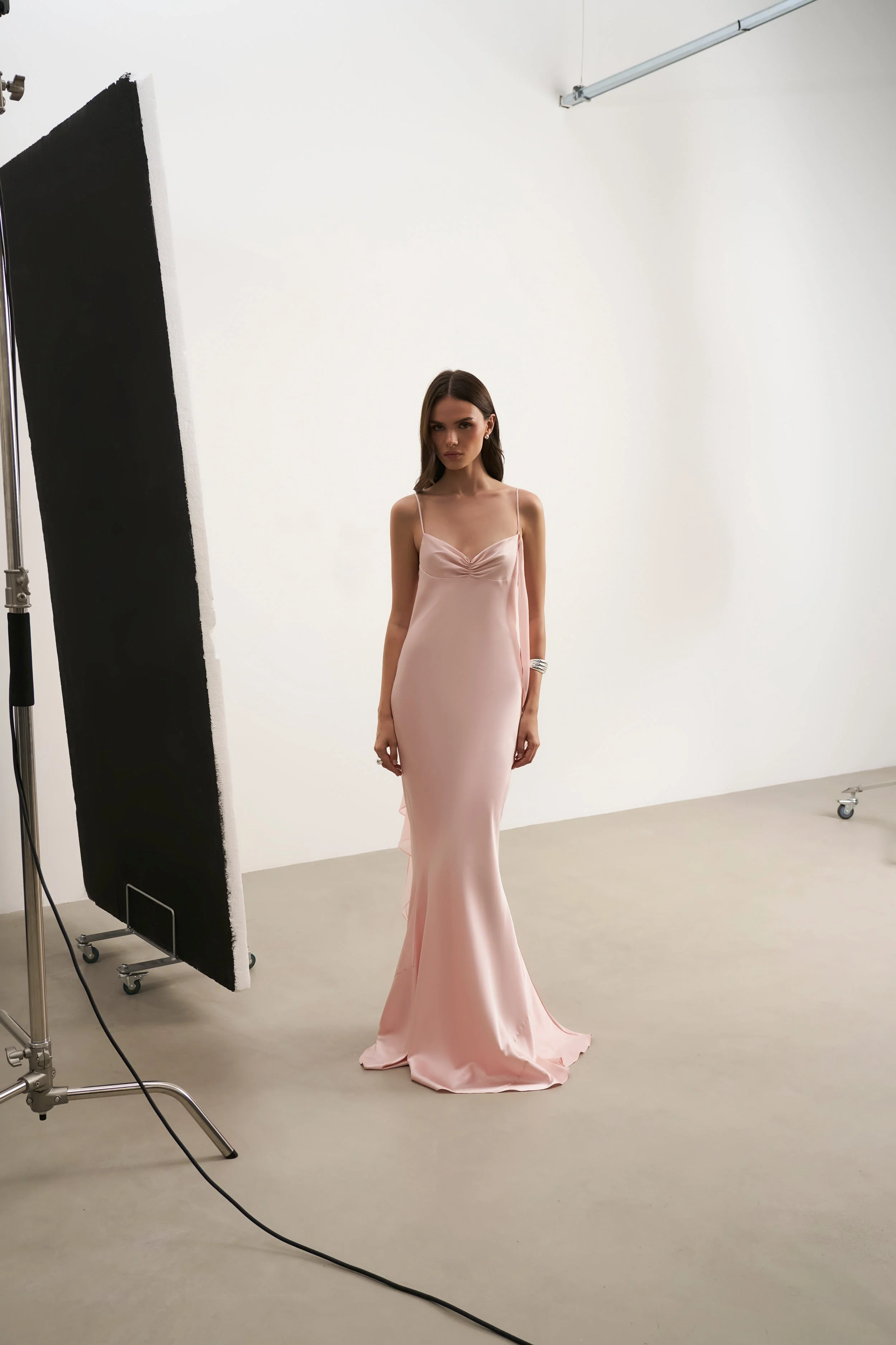 Ruched Bust Satin Slip Dress - Blush - Image 8