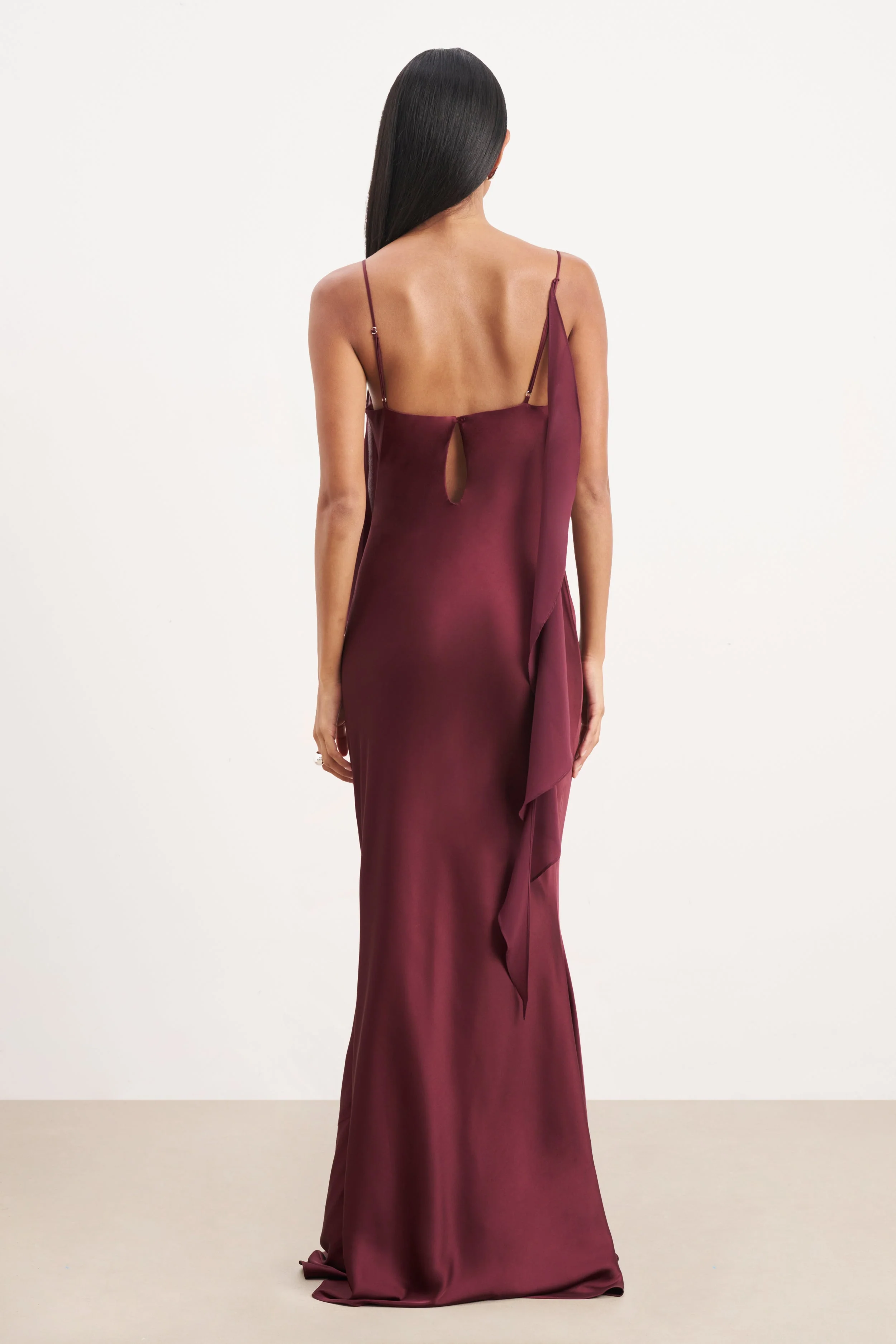 Ruched Bust Satin Slip Dress - Mulberry - Image 2