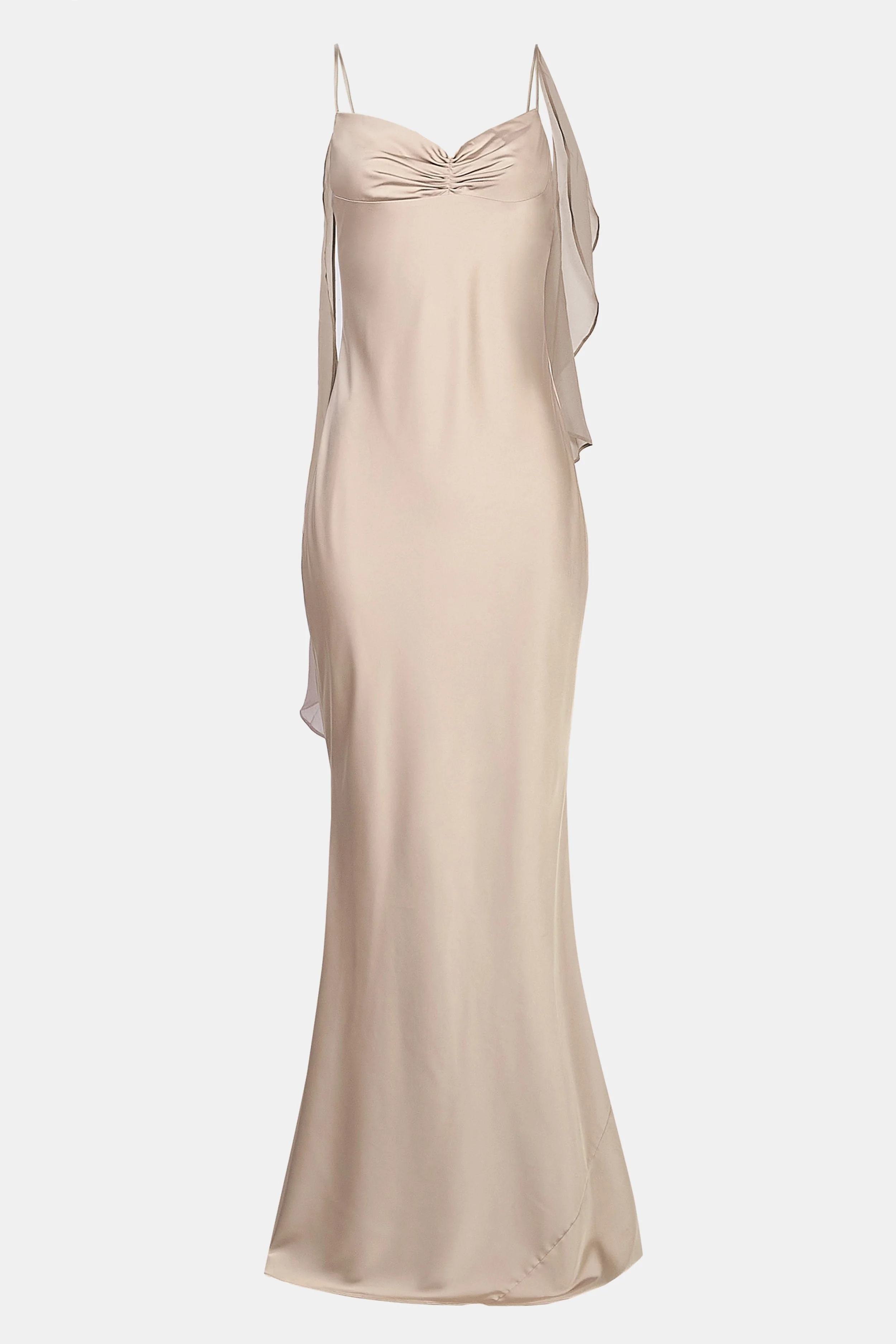 Ruched Bust Satin Slip Dress - Taupe - Image 9