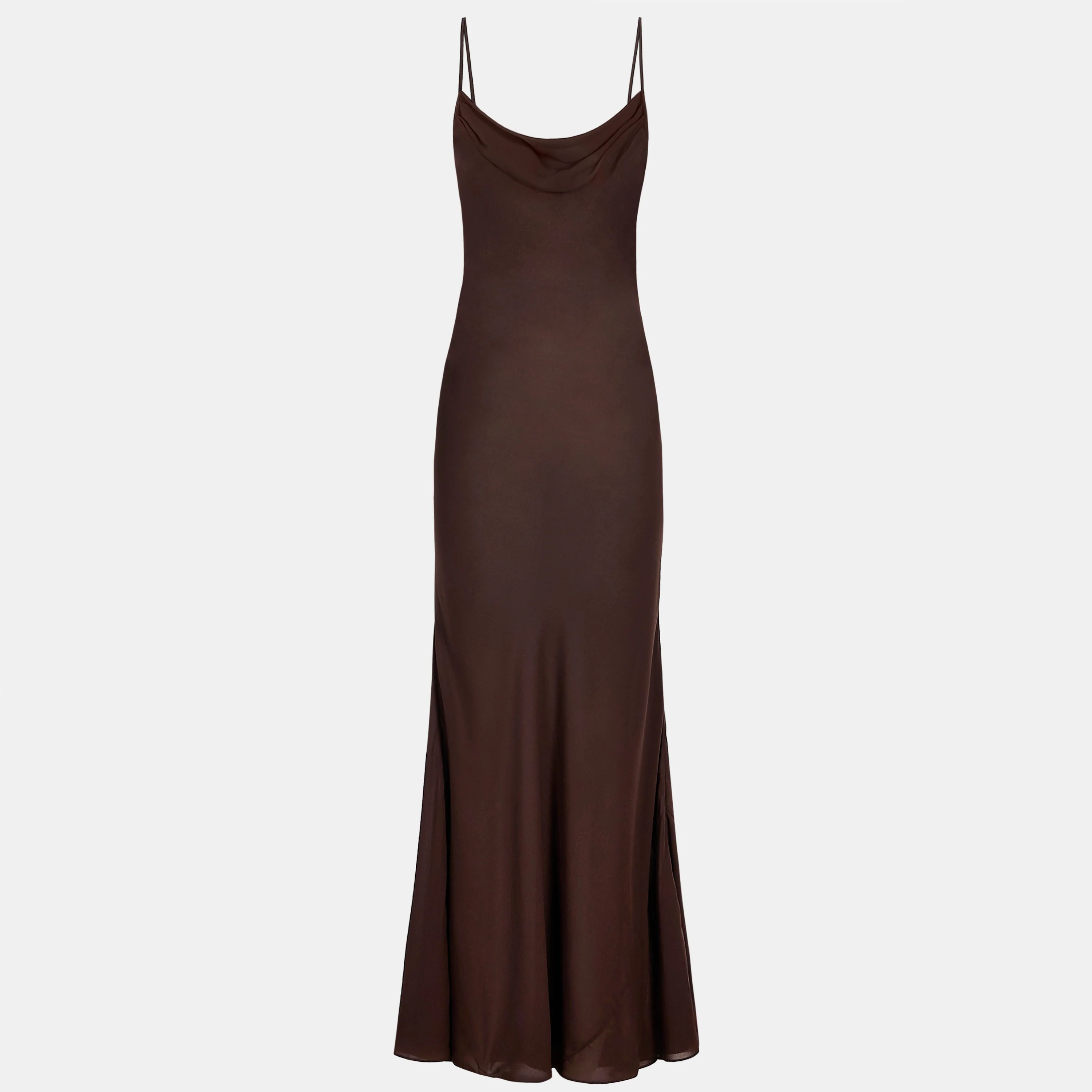 Sheer Ruched Chiffon Maxi Dress - Carob - Image 13