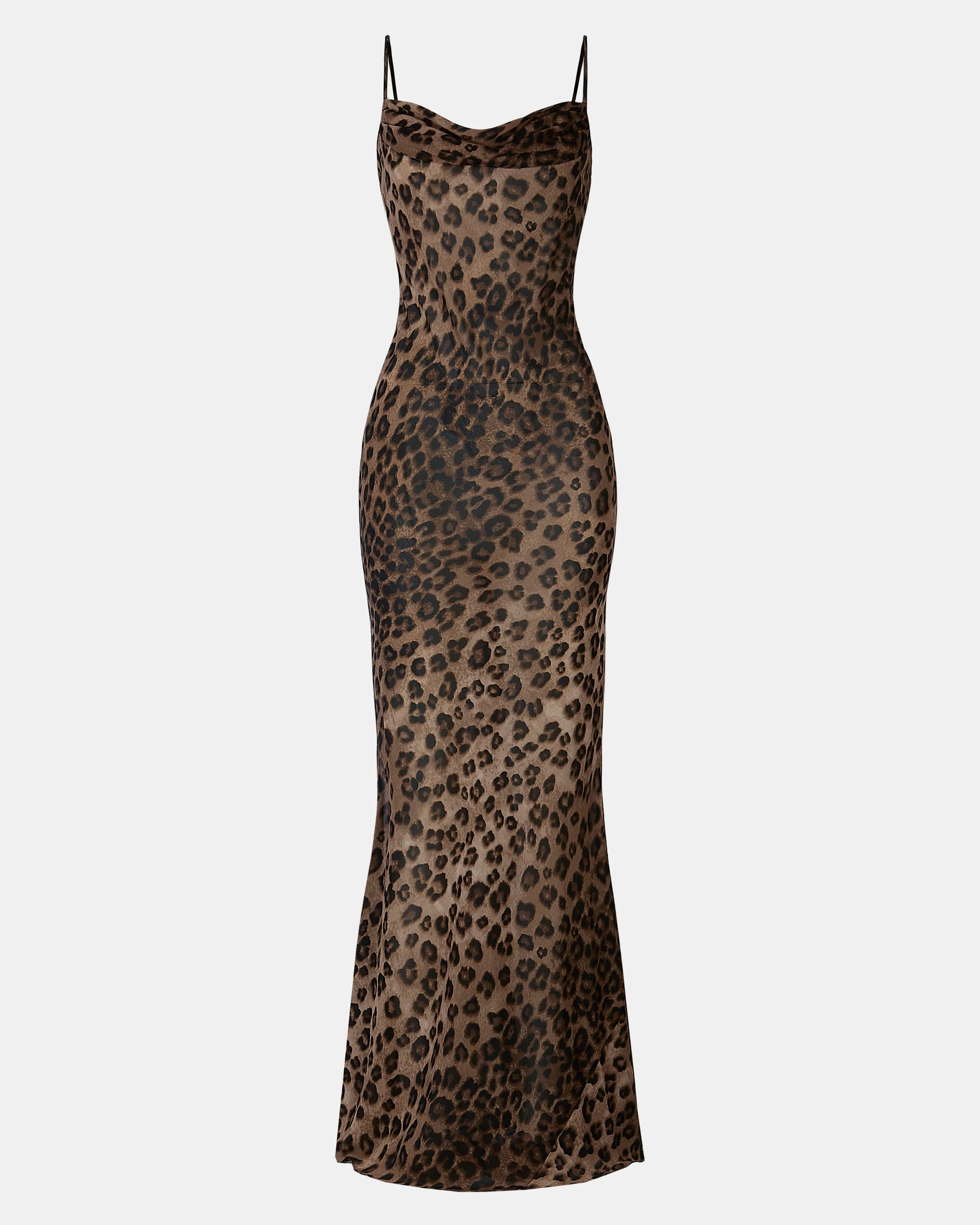 Sheer Ruched Chiffon Maxi Dress - Leopard Print - Image 11