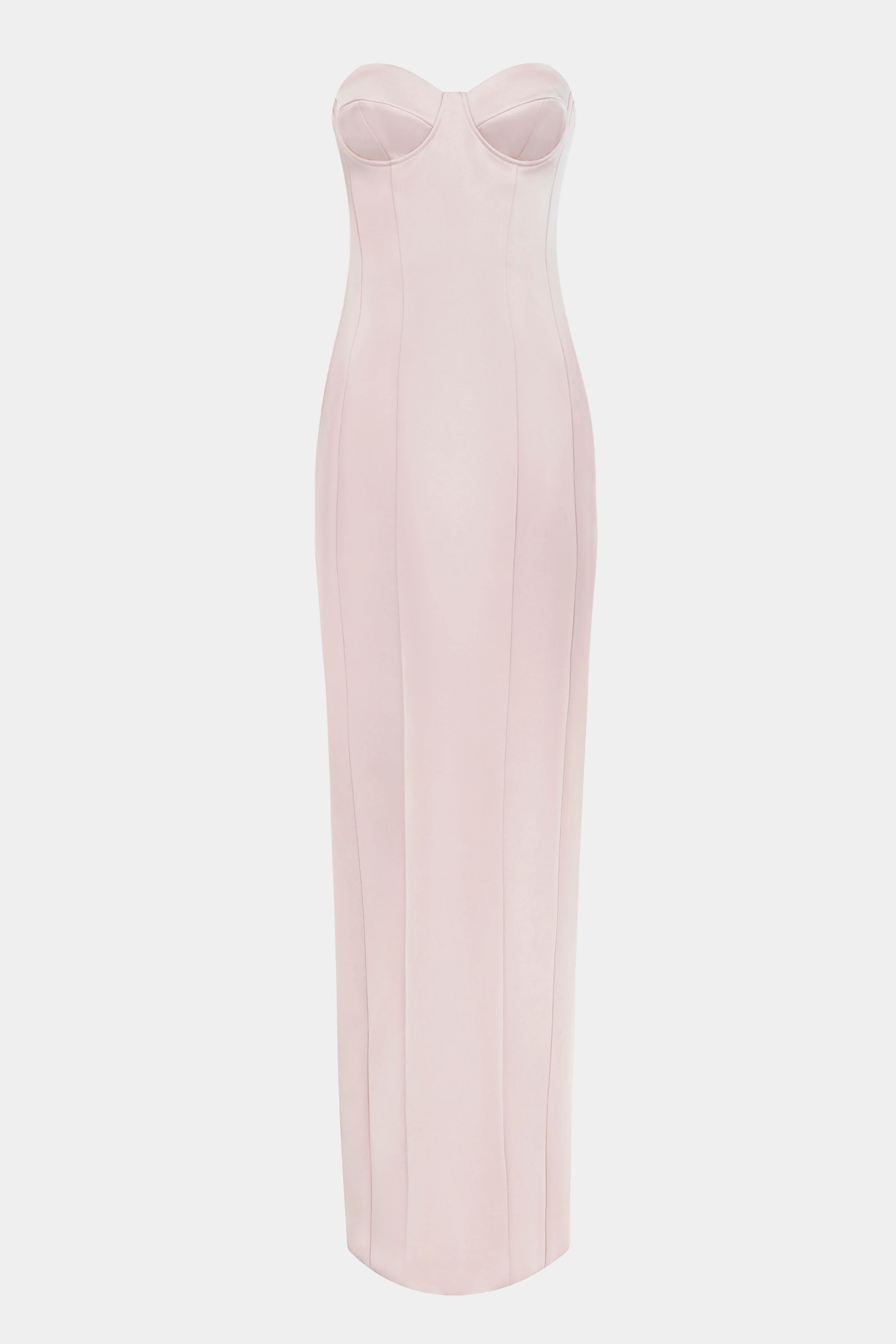 Satin Column Corset Maxi Dress - Blush - Image 10