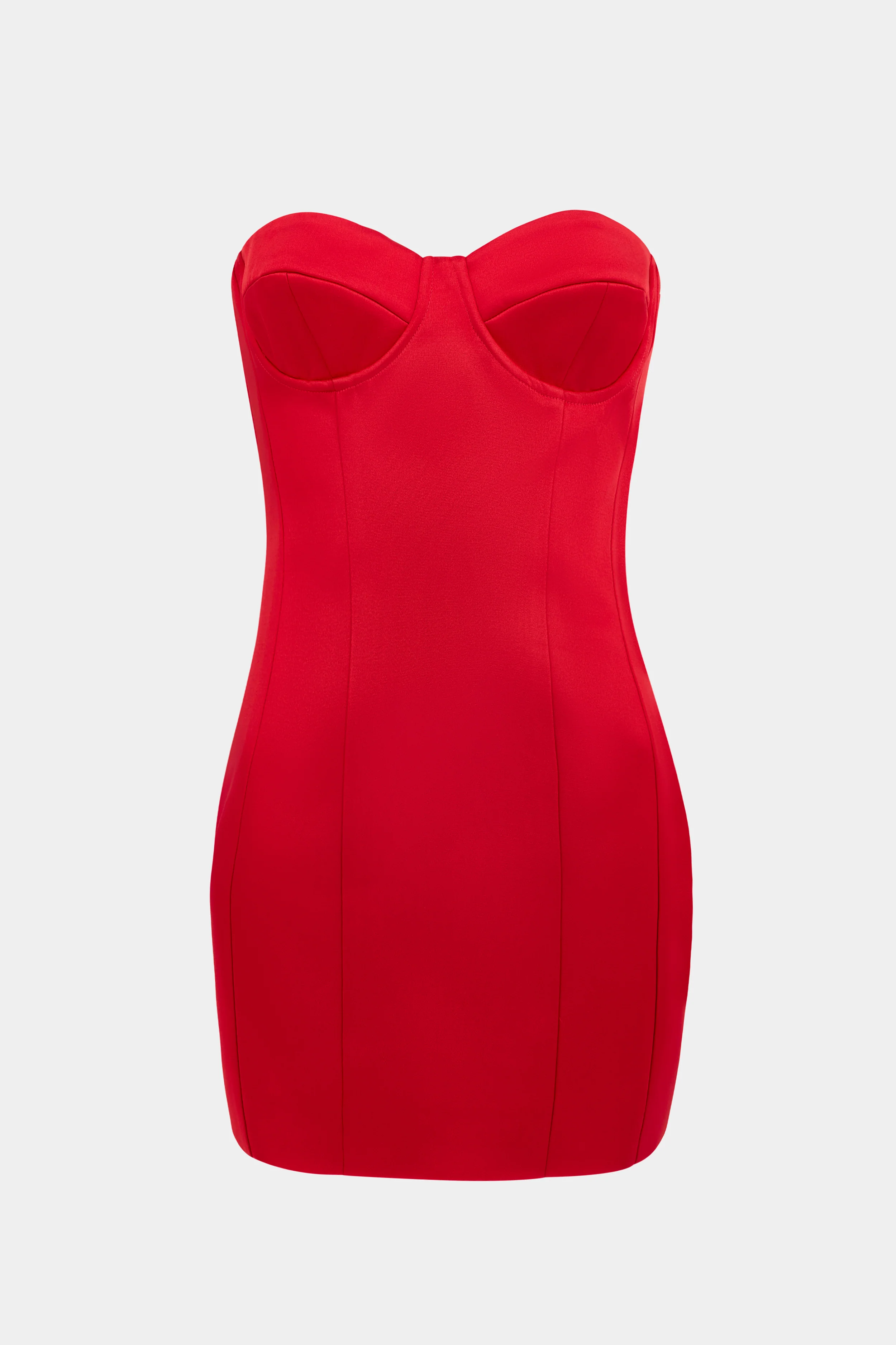 Satin Column Corset Mini Dress - Scarlet - Image 10
