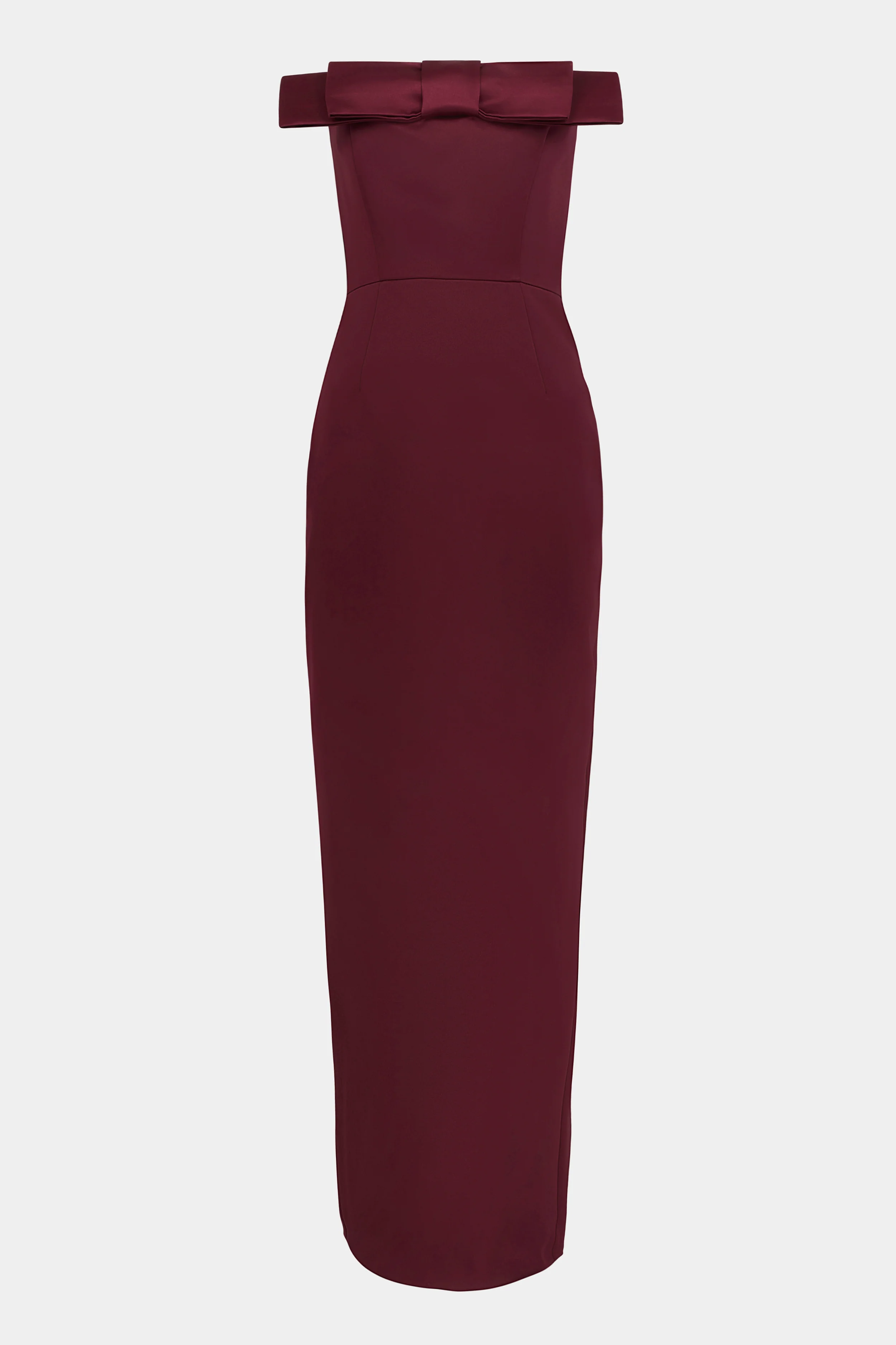 Satin Column Maxi Dress with Bow Detail - Mulberry - Image 10