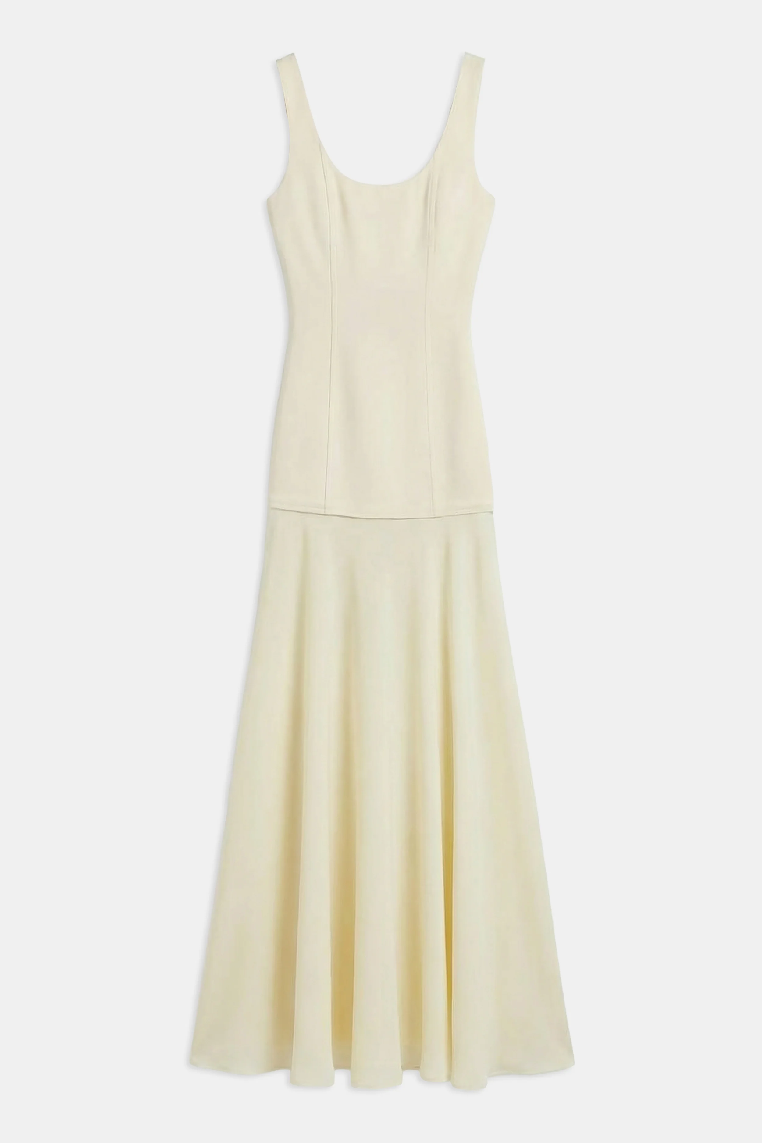 Satin Corset Gown with Chiffon Skirt - Buttermilk - Image 8