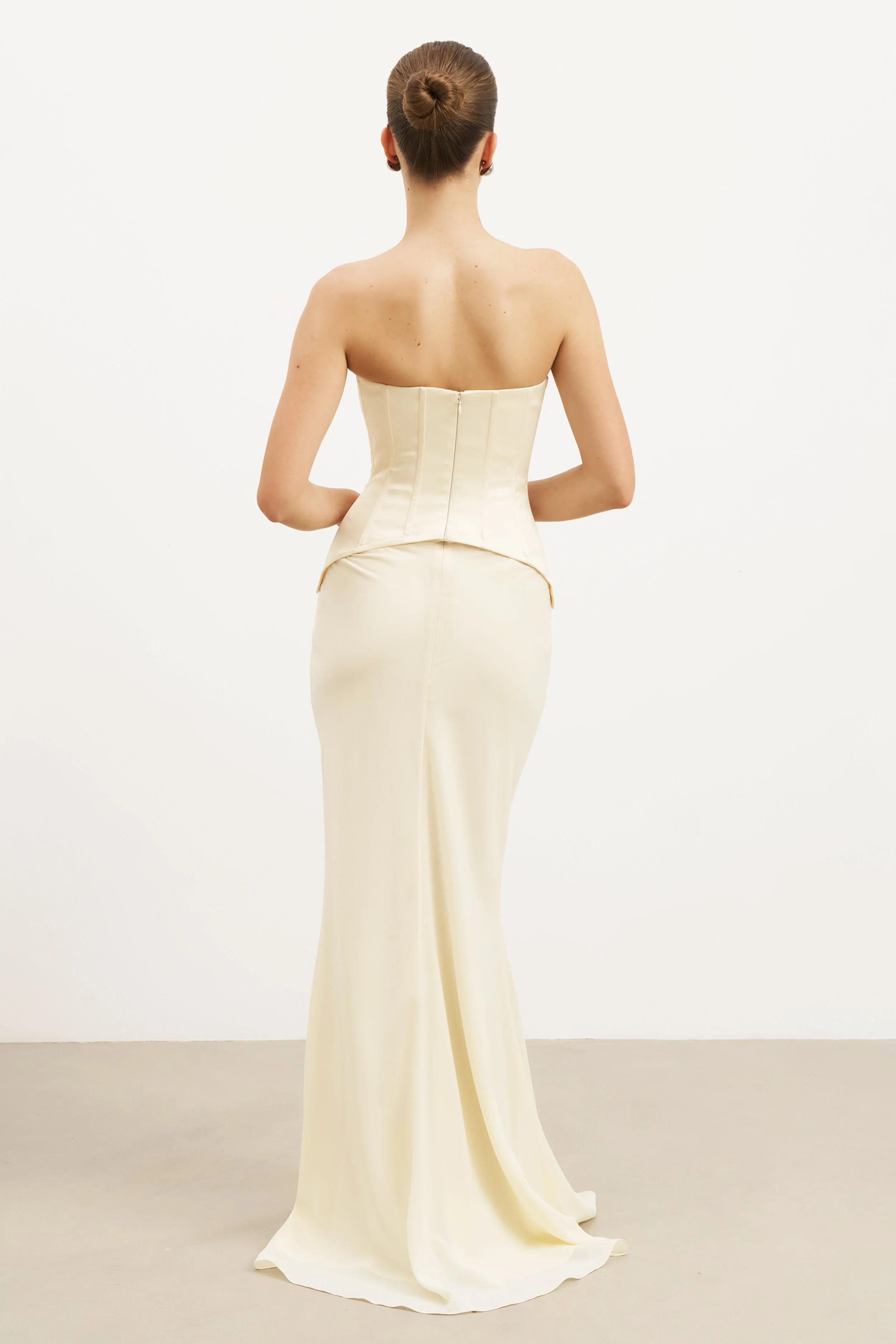 Satin Corset Gown with Sweetheart Neckline - Buttermilk - Image 6