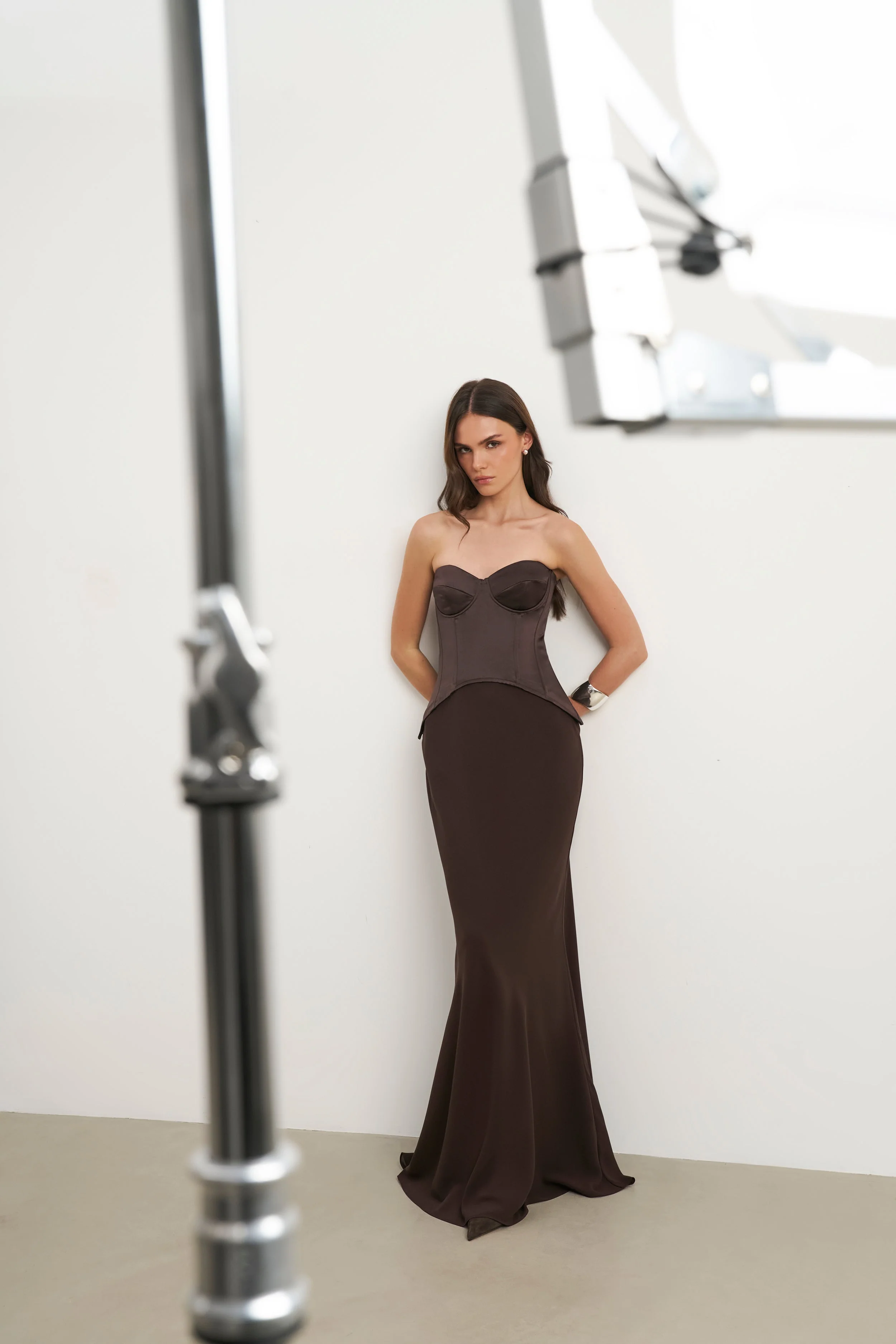 Satin Corset Gown with Sweetheart Neckline - Carob - Image 7