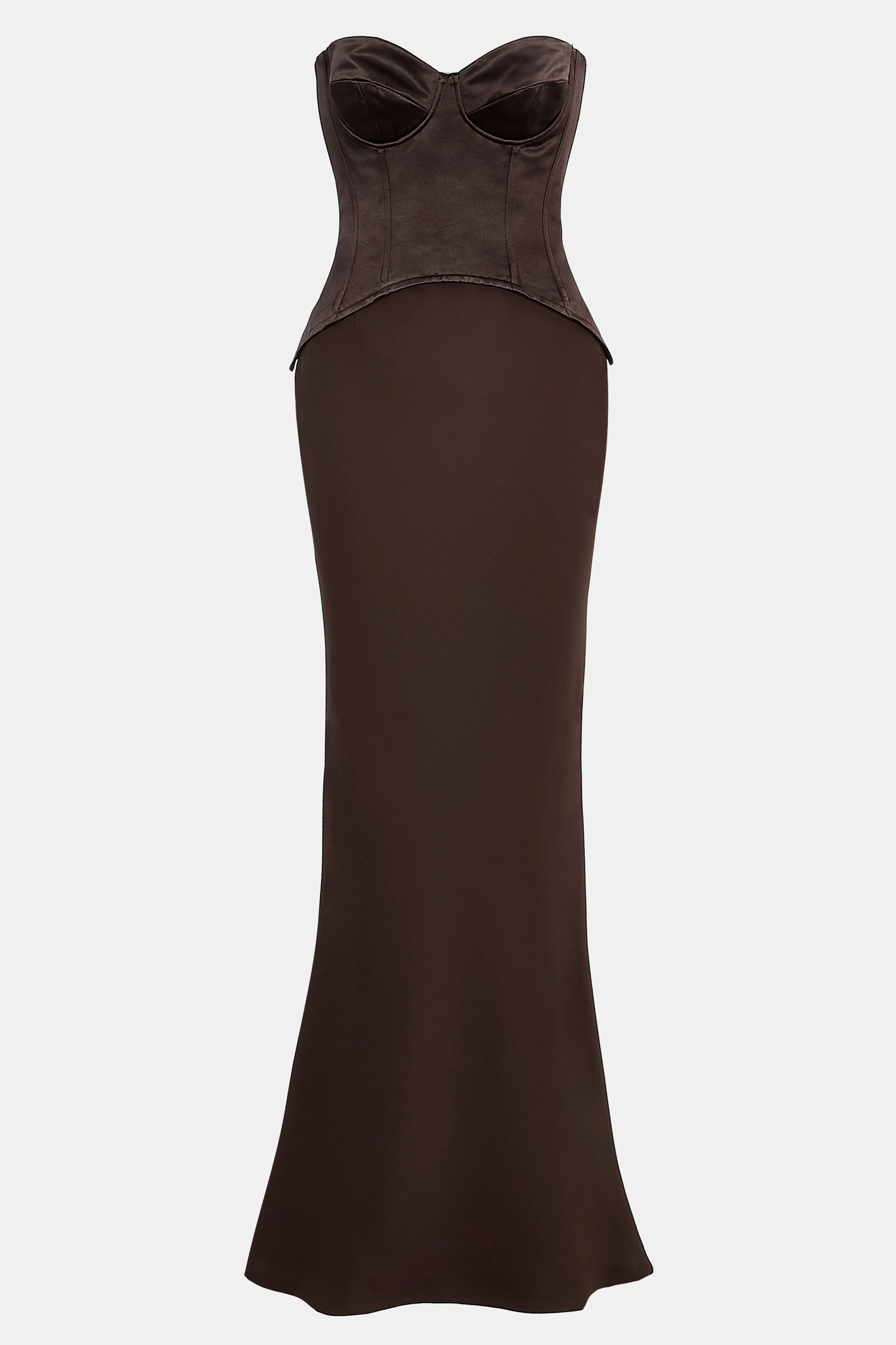 Satin Corset Gown with Sweetheart Neckline - Carob - Image 8
