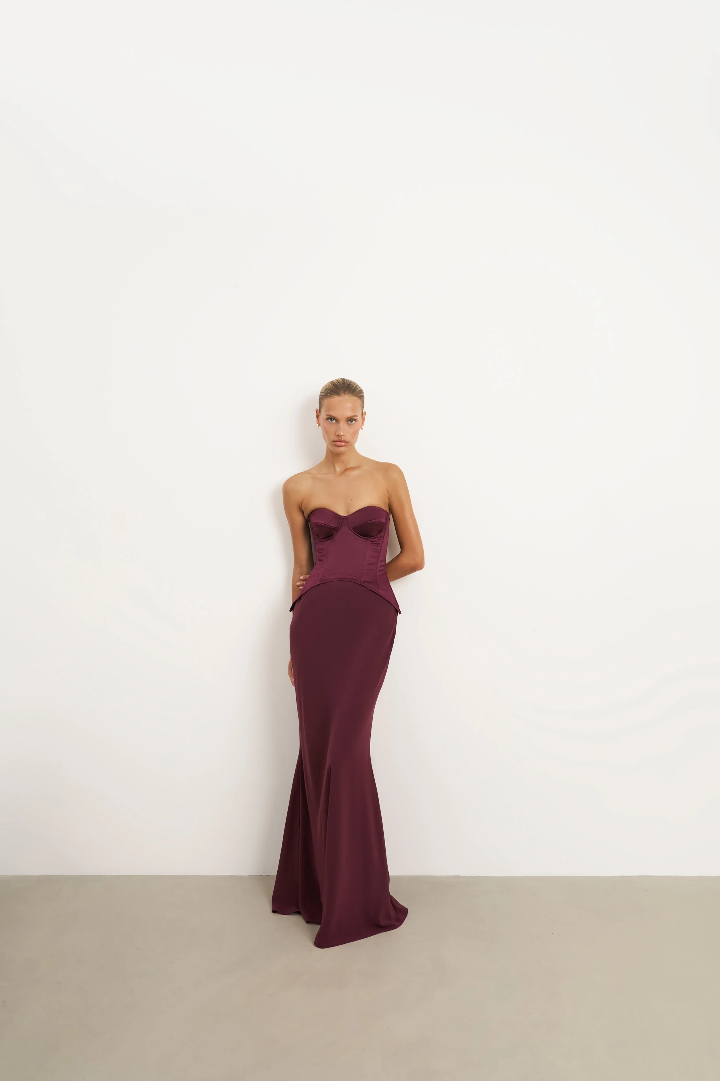 Satin Corset Gown with Sweetheart Neckline - Mulberry - Image 8