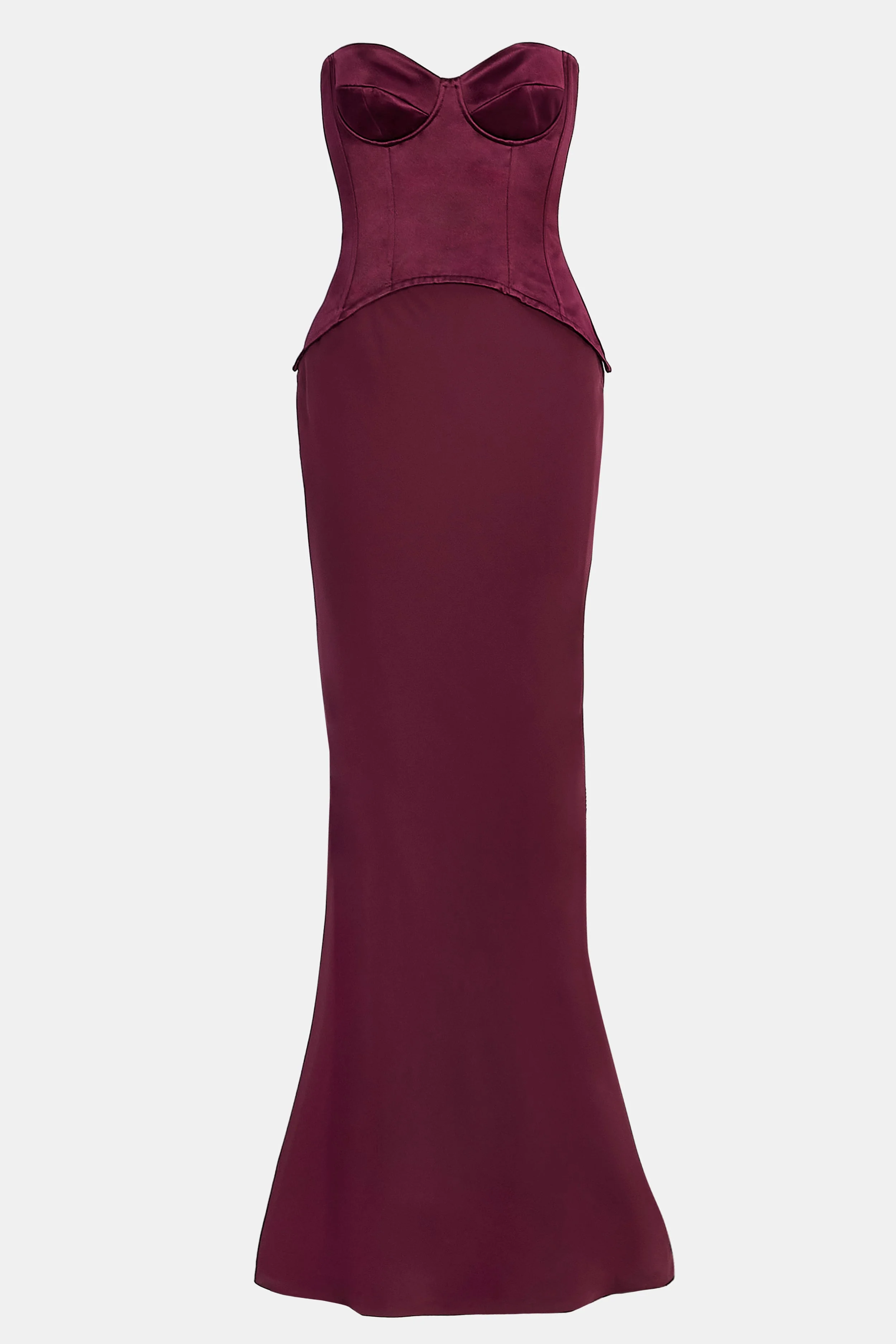 Satin Corset Gown with Sweetheart Neckline - Mulberry - Image 9