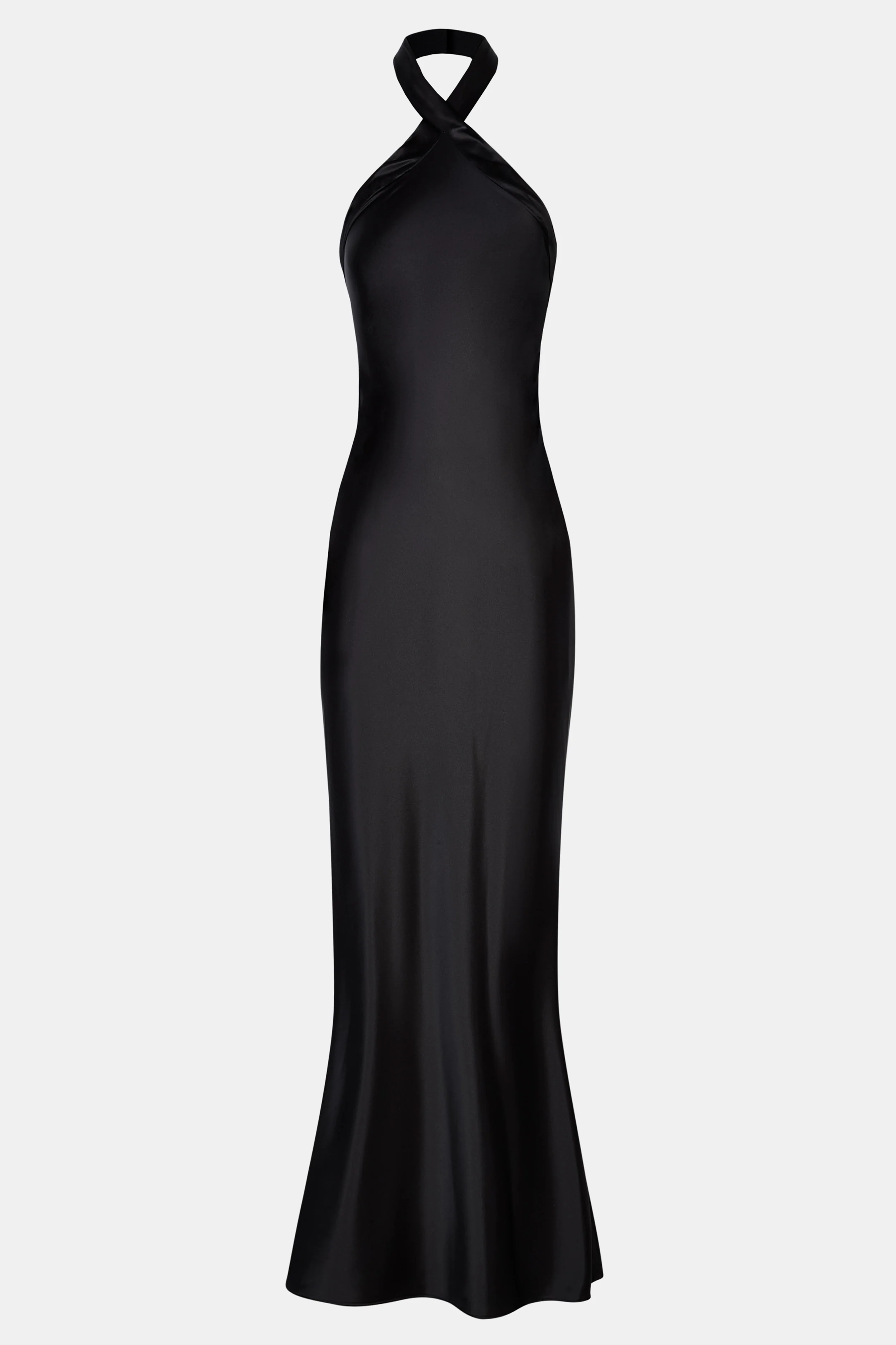 Satin Cross Strap Halter Gown - Black - Image 9