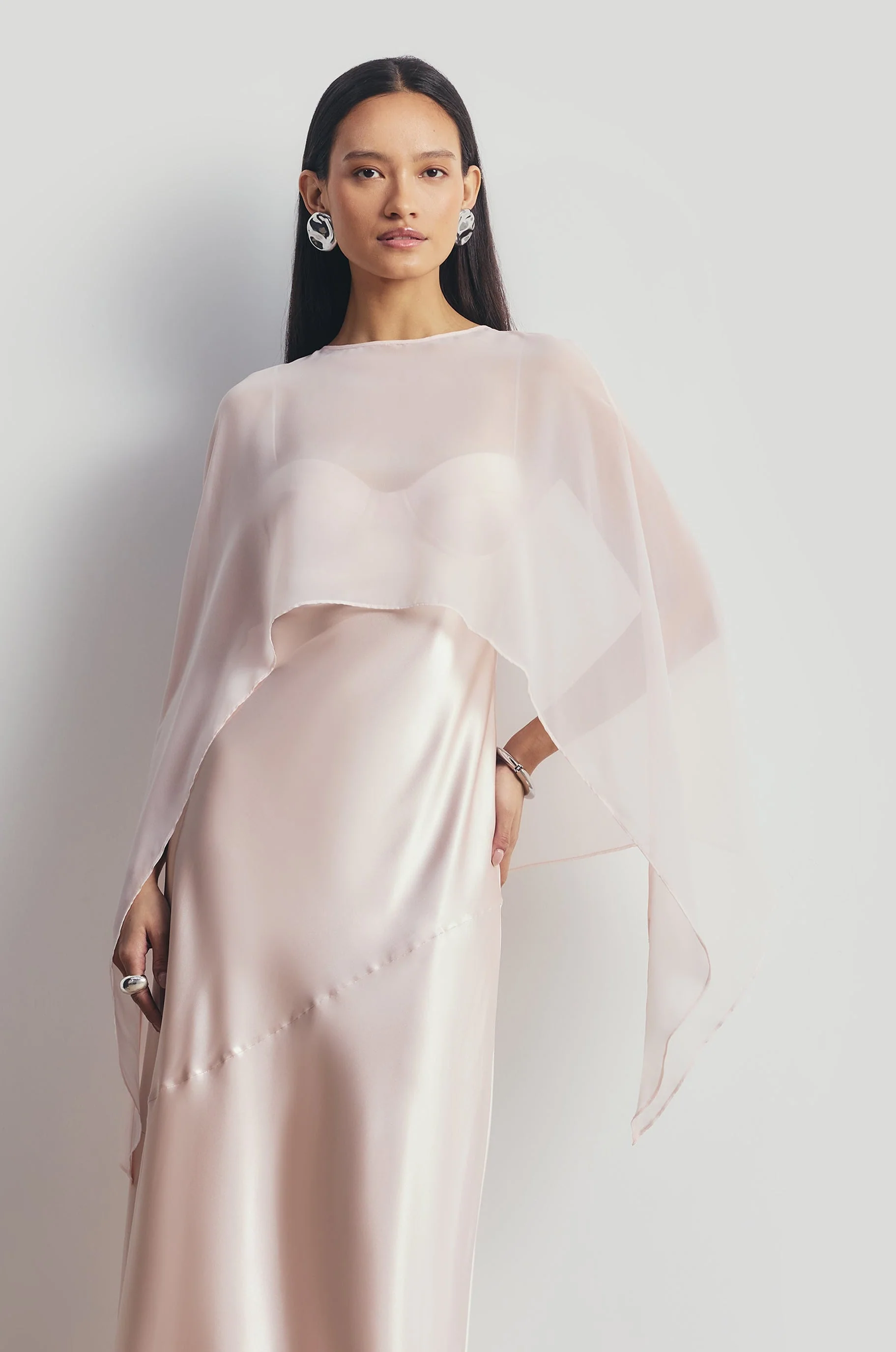 Satin Cup Detail Slip Dress - Blossom - Image 7