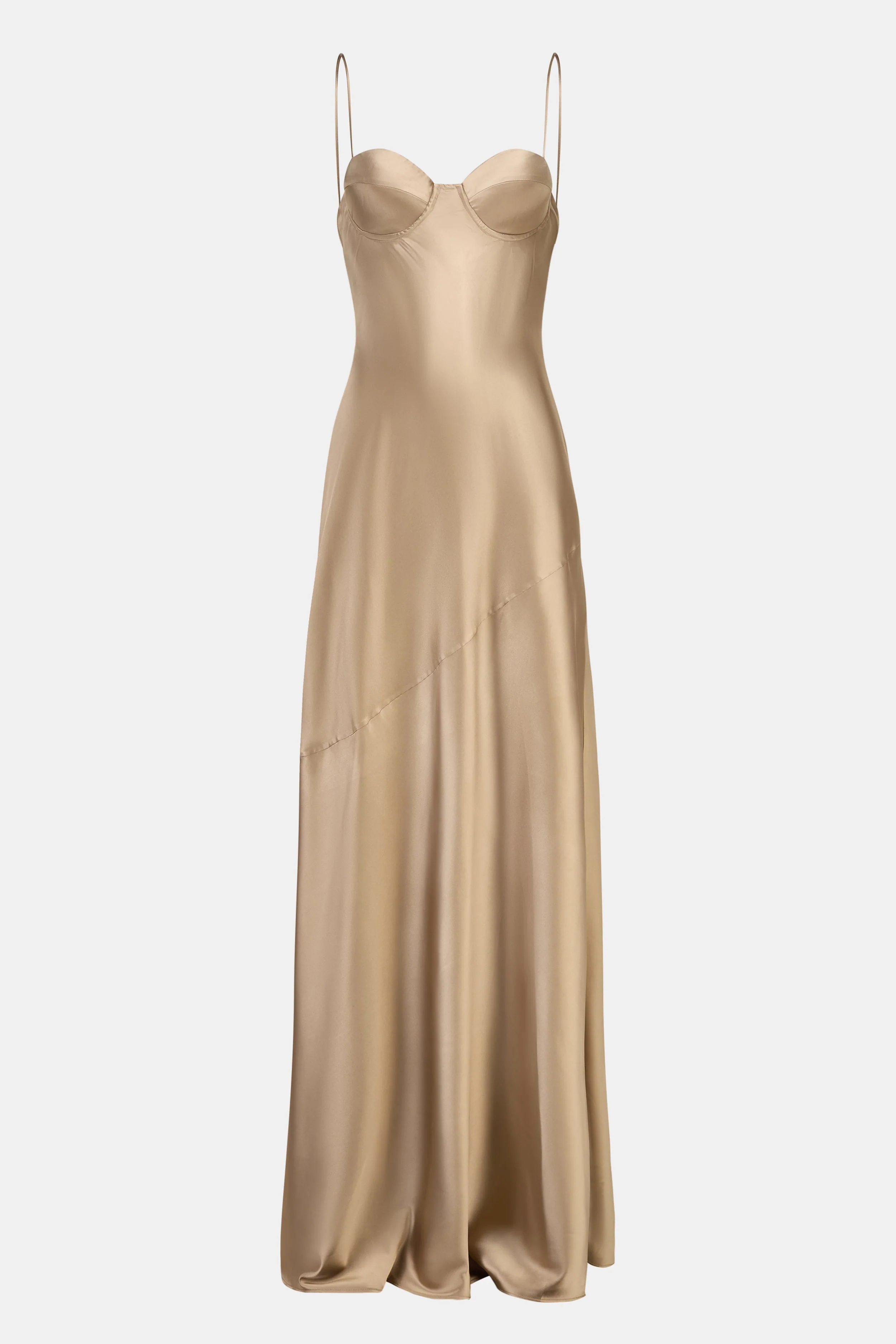 Satin Cup Detail Slip Dress - Bronze - Image 6