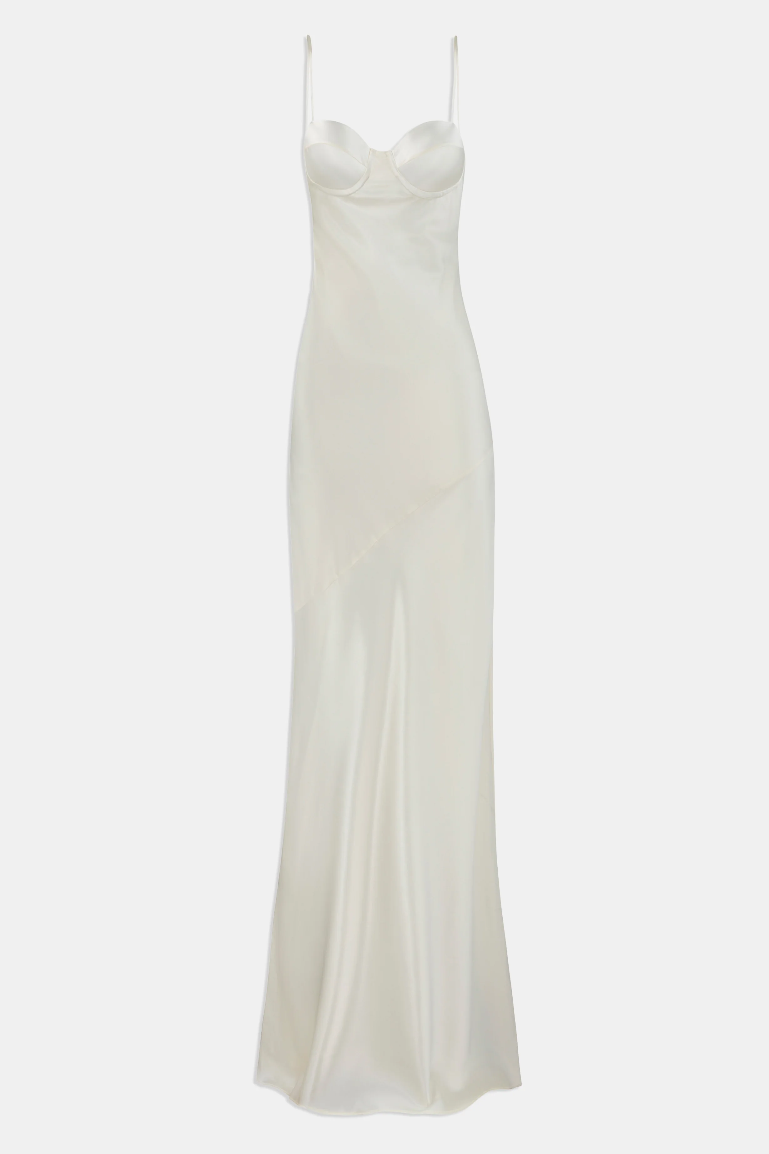 Satin Cup Detail Slip Dress - Cream - Image 11