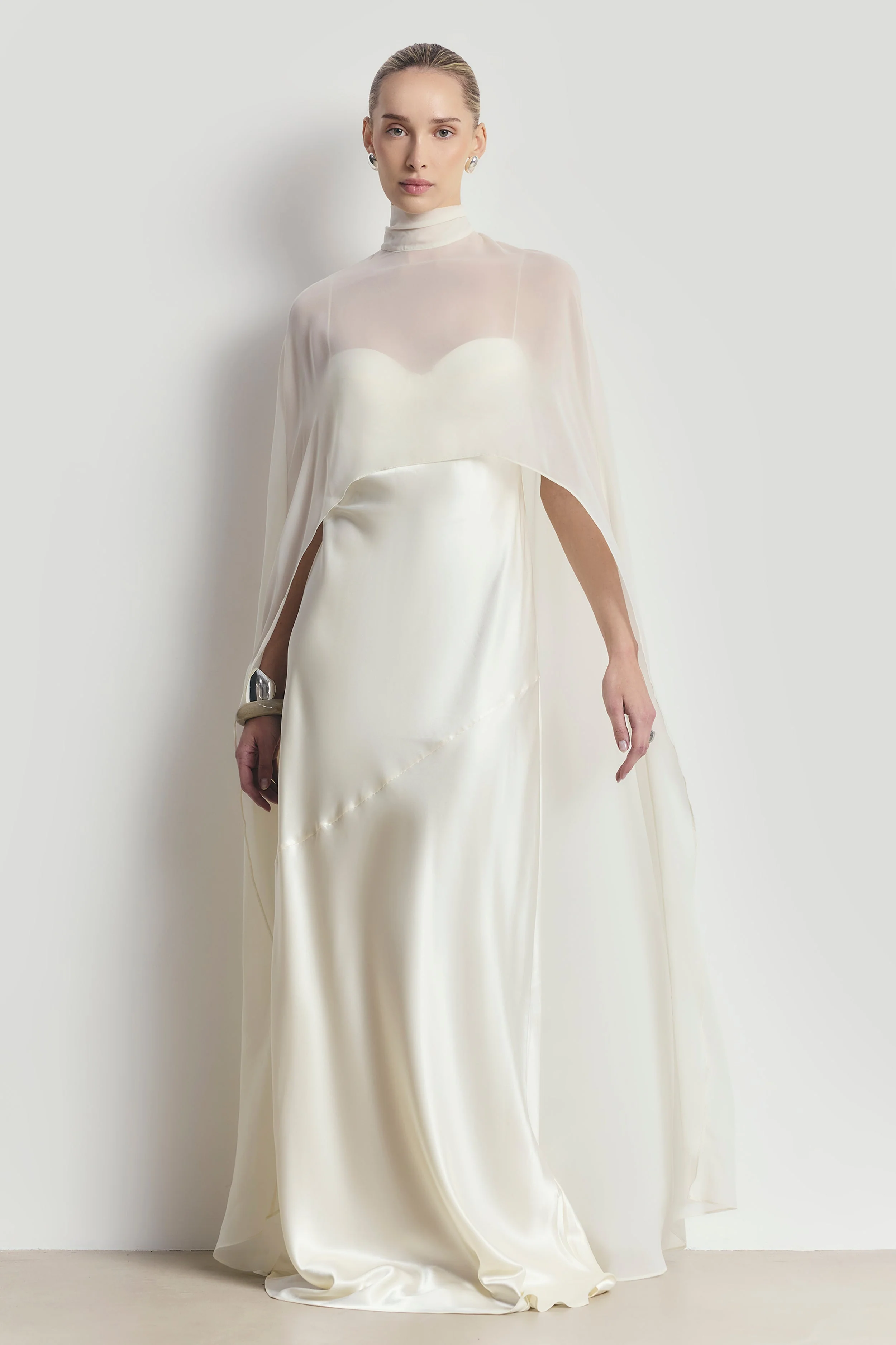 Satin Cup Detail Slip Dress - Cream - Image 4