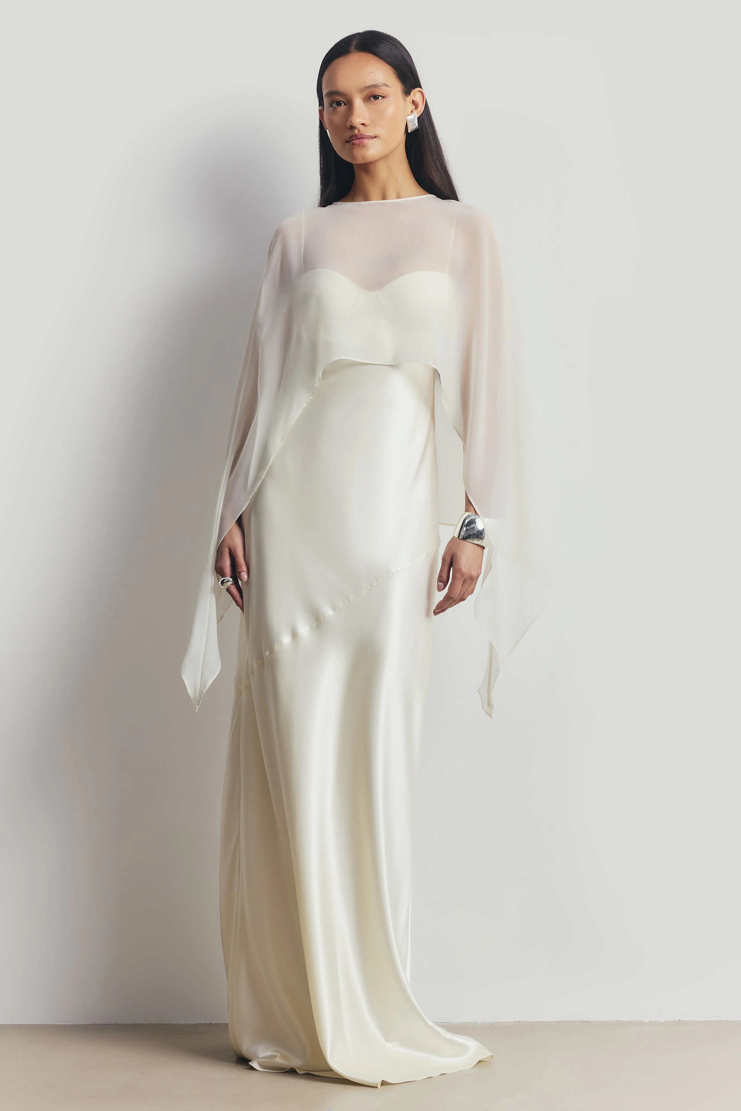 Satin Cup Detail Slip Dress - Cream - Image 8