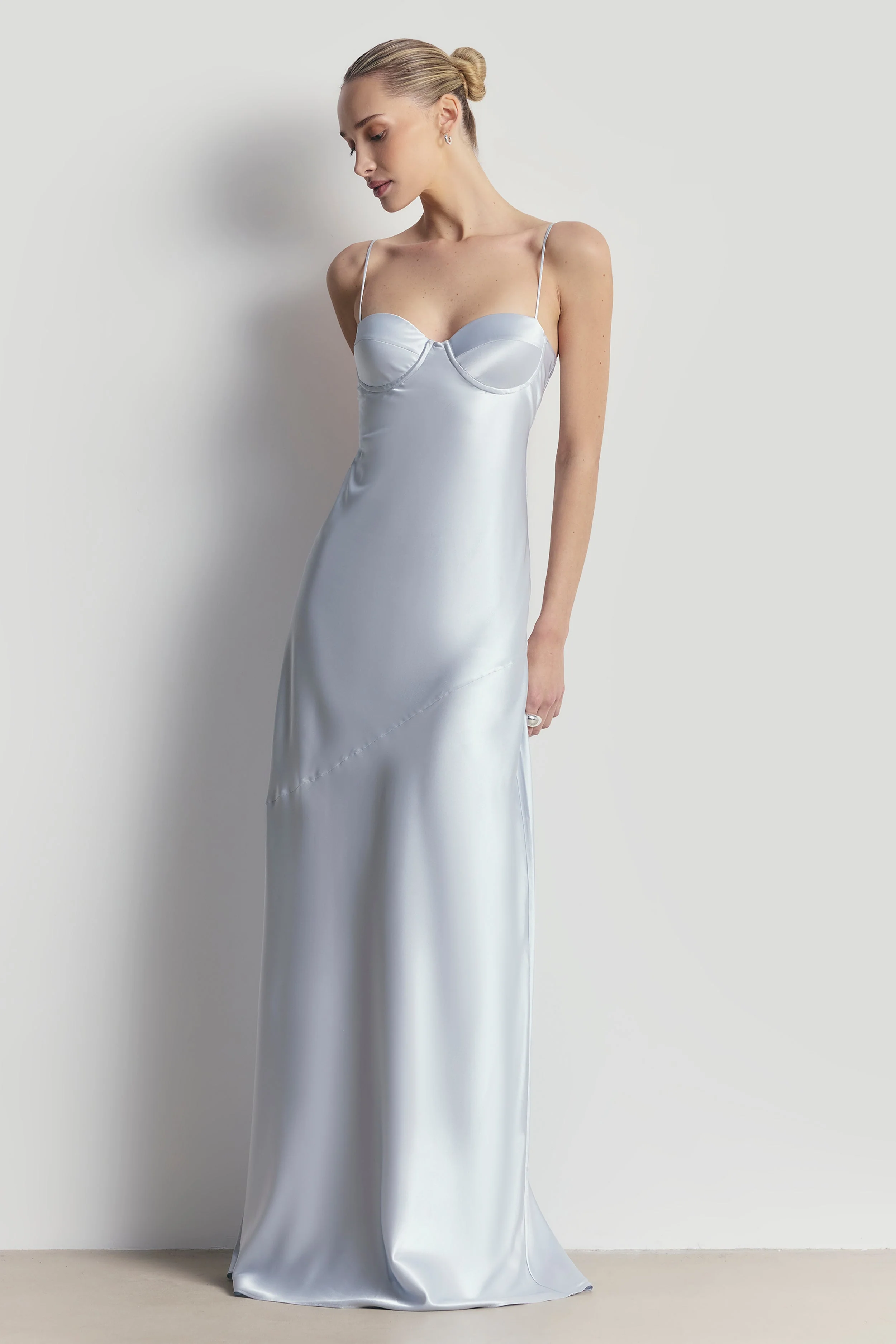 Satin Cup Detail Slip Dress - Frost - Image 5