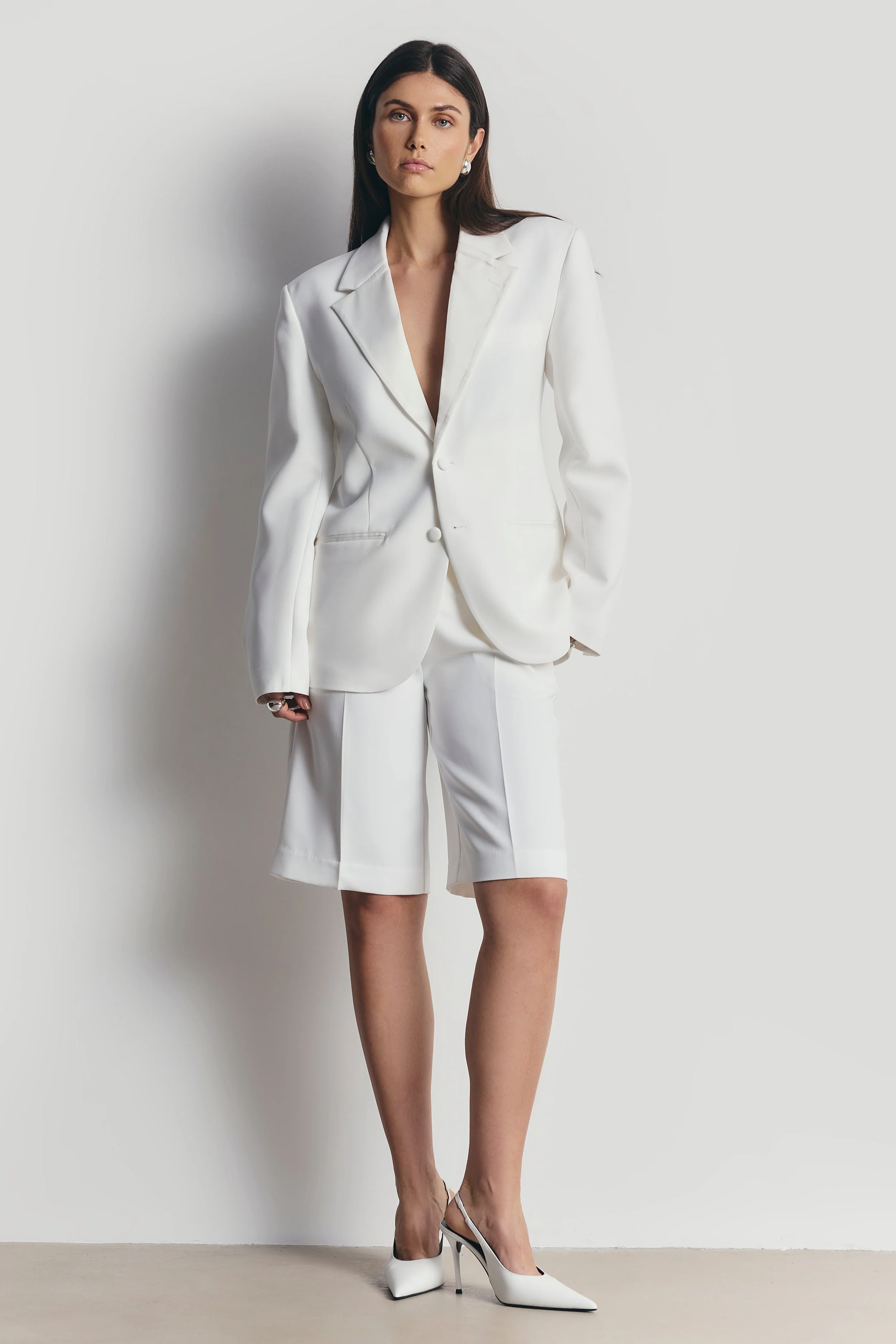 Satin Detail Longline Shorts - White - Image 7