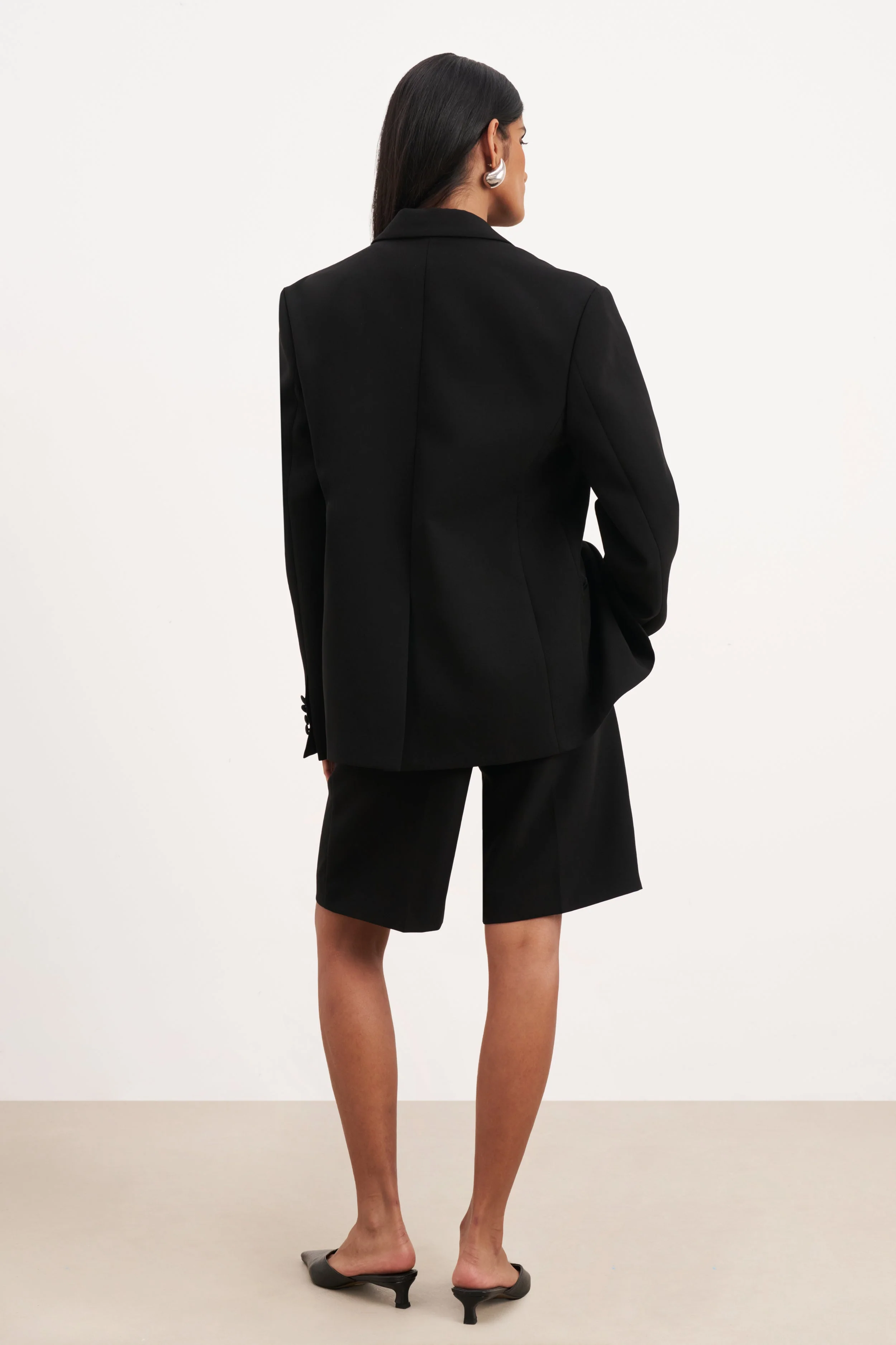 Satin Detail Single Breasted Blazer - Black - Image 7