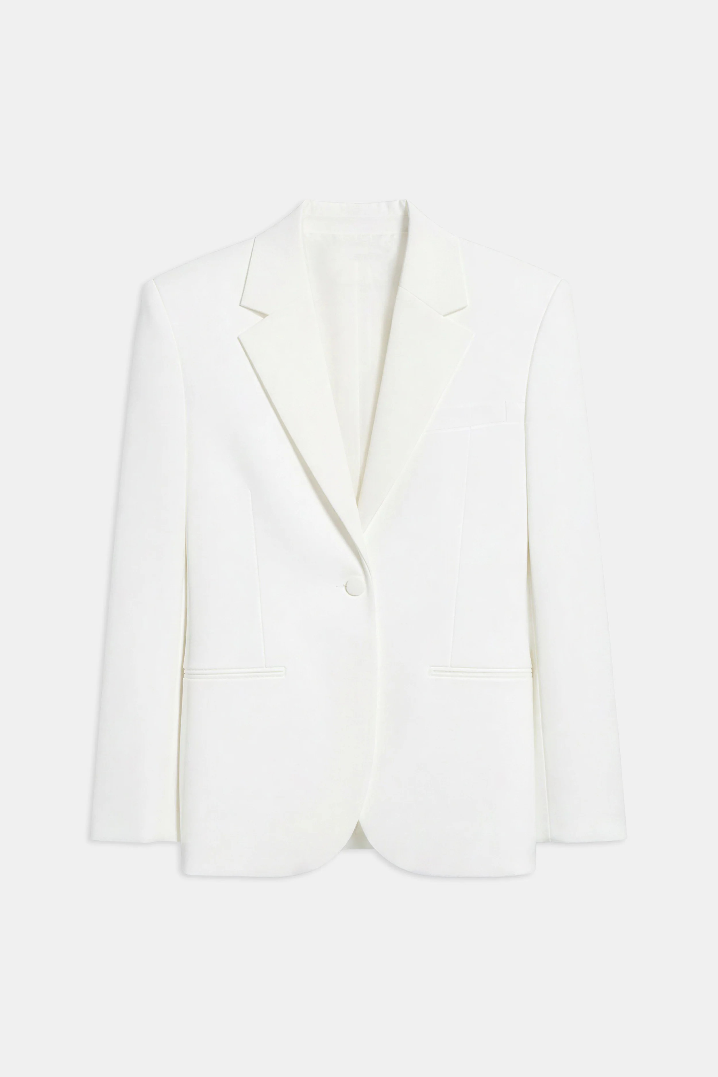 Satin Detail Single Breasted Blazer - White - Image 8
