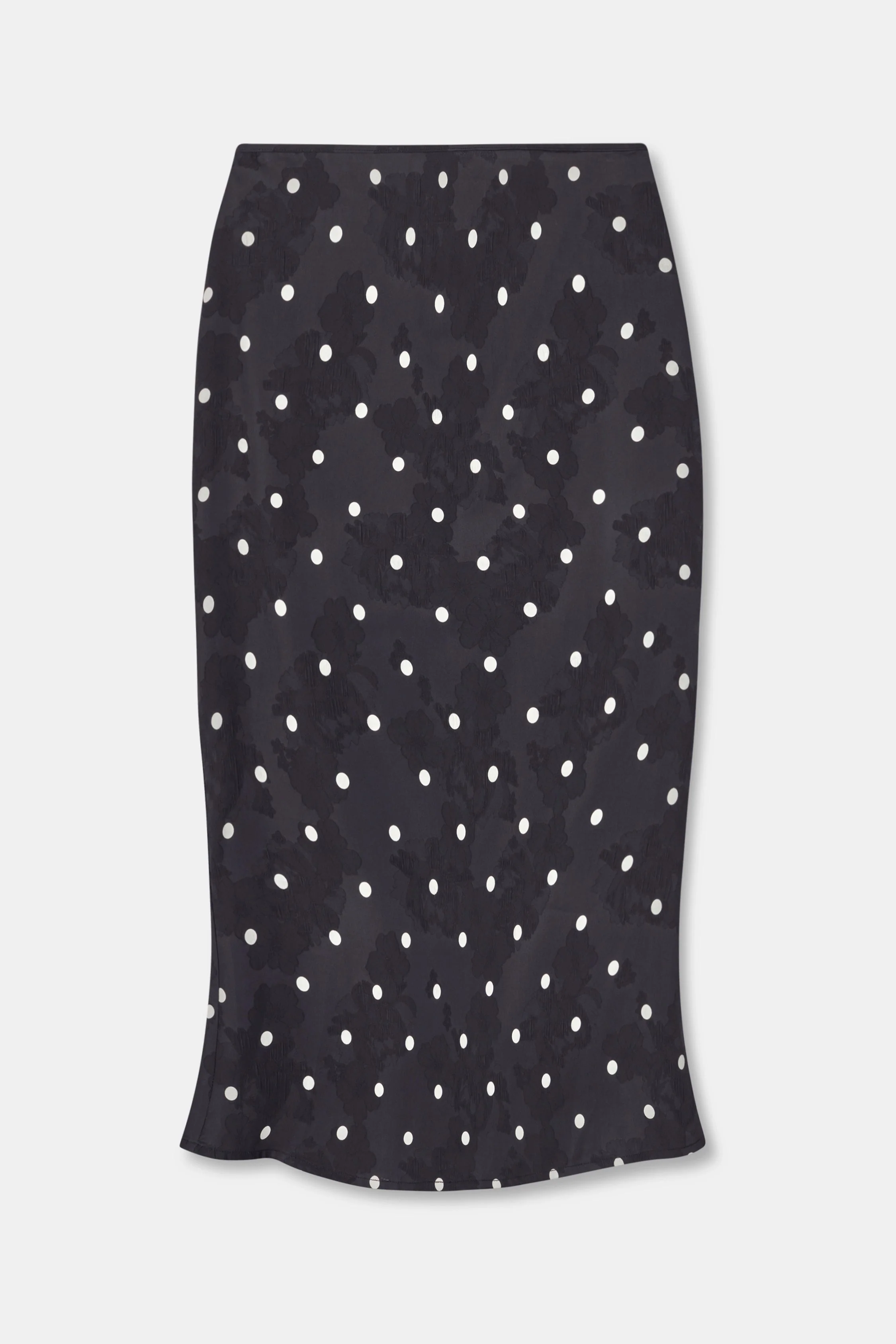 Satin Jacquard Polka Dot Midi Skirt - Black Polka Dot - Image 6