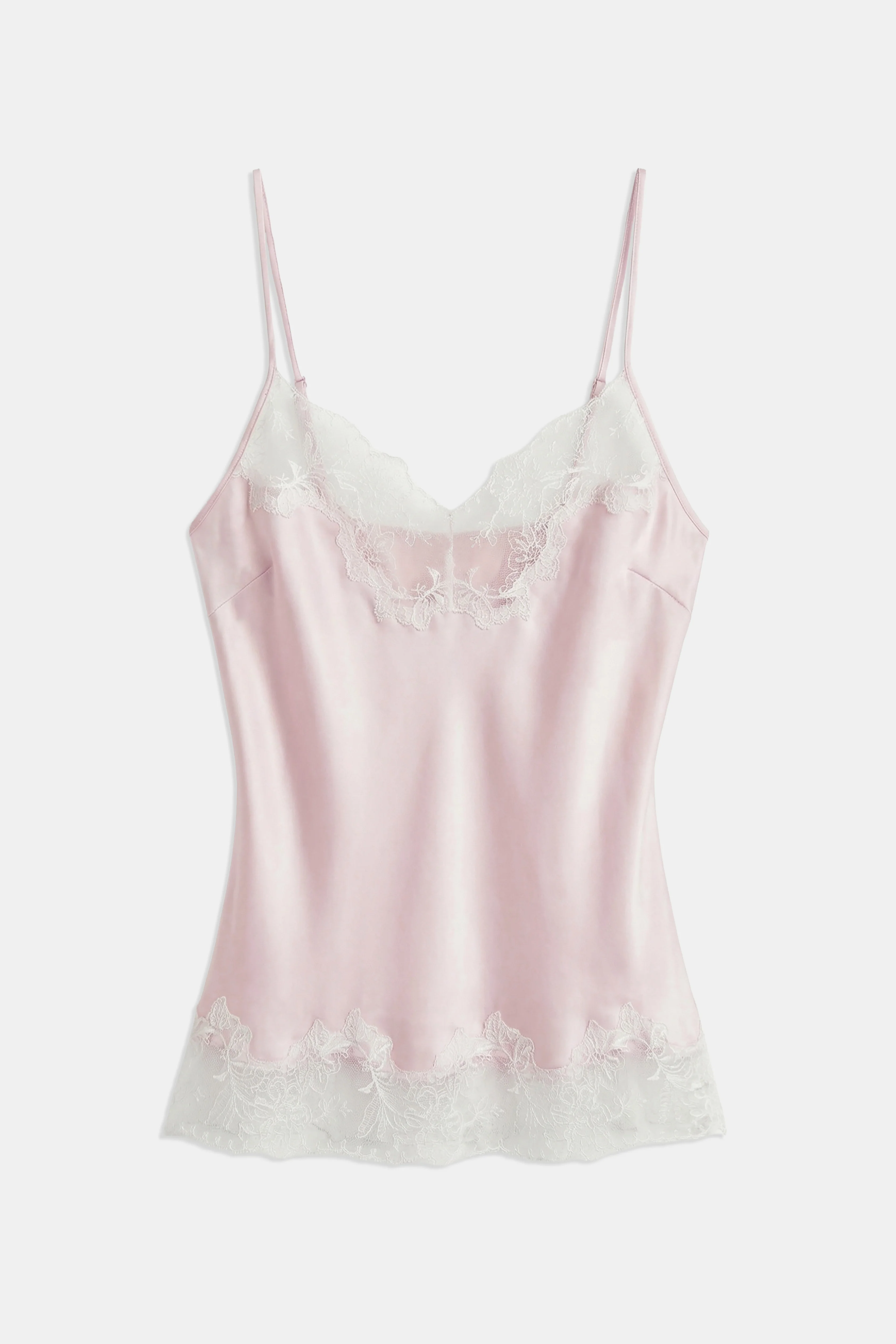 Satin Lace Detail Camisole - Blush/White - Image 8