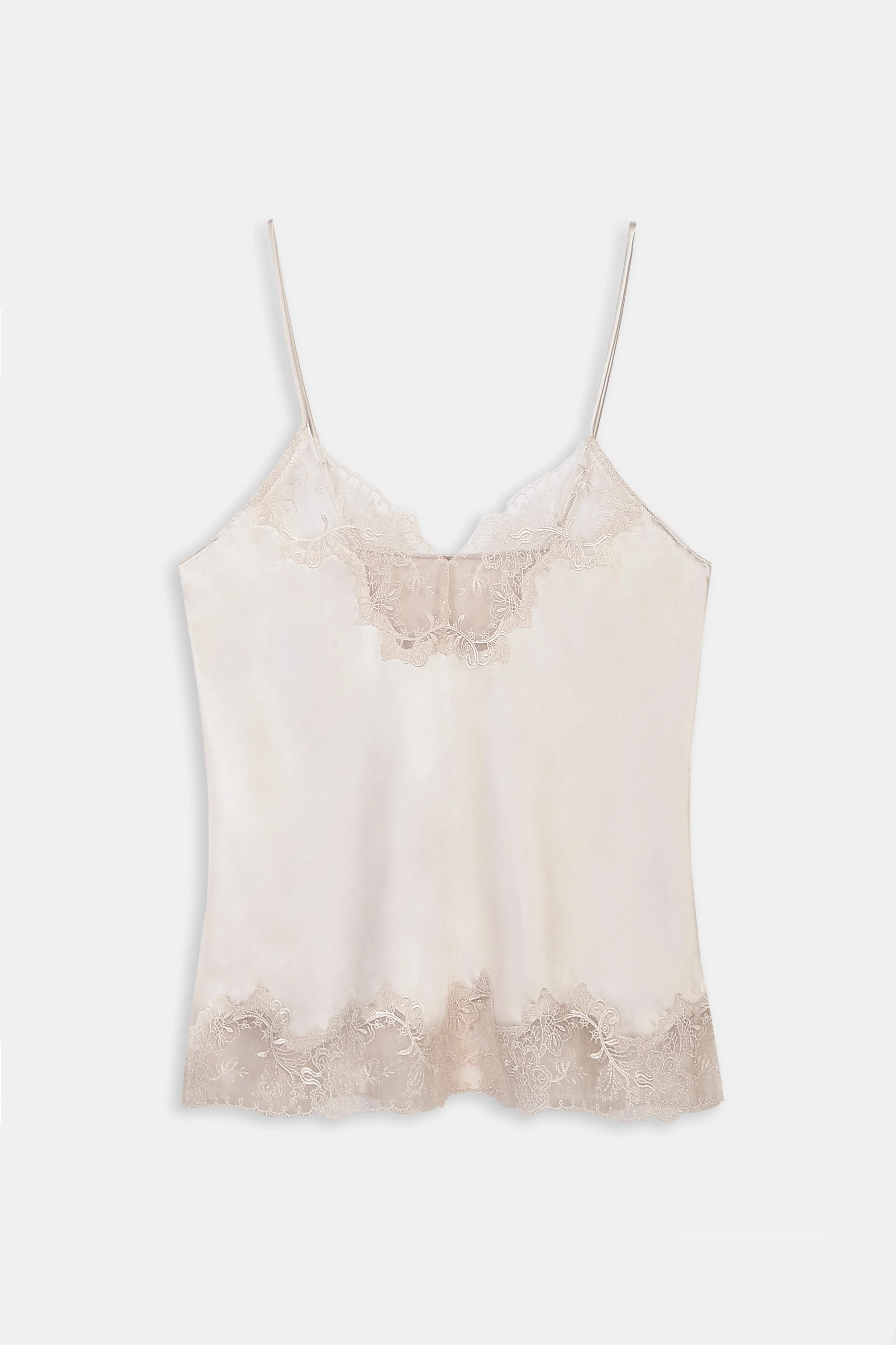 Satin Lace Detail Camisole - Champagne - Image 8