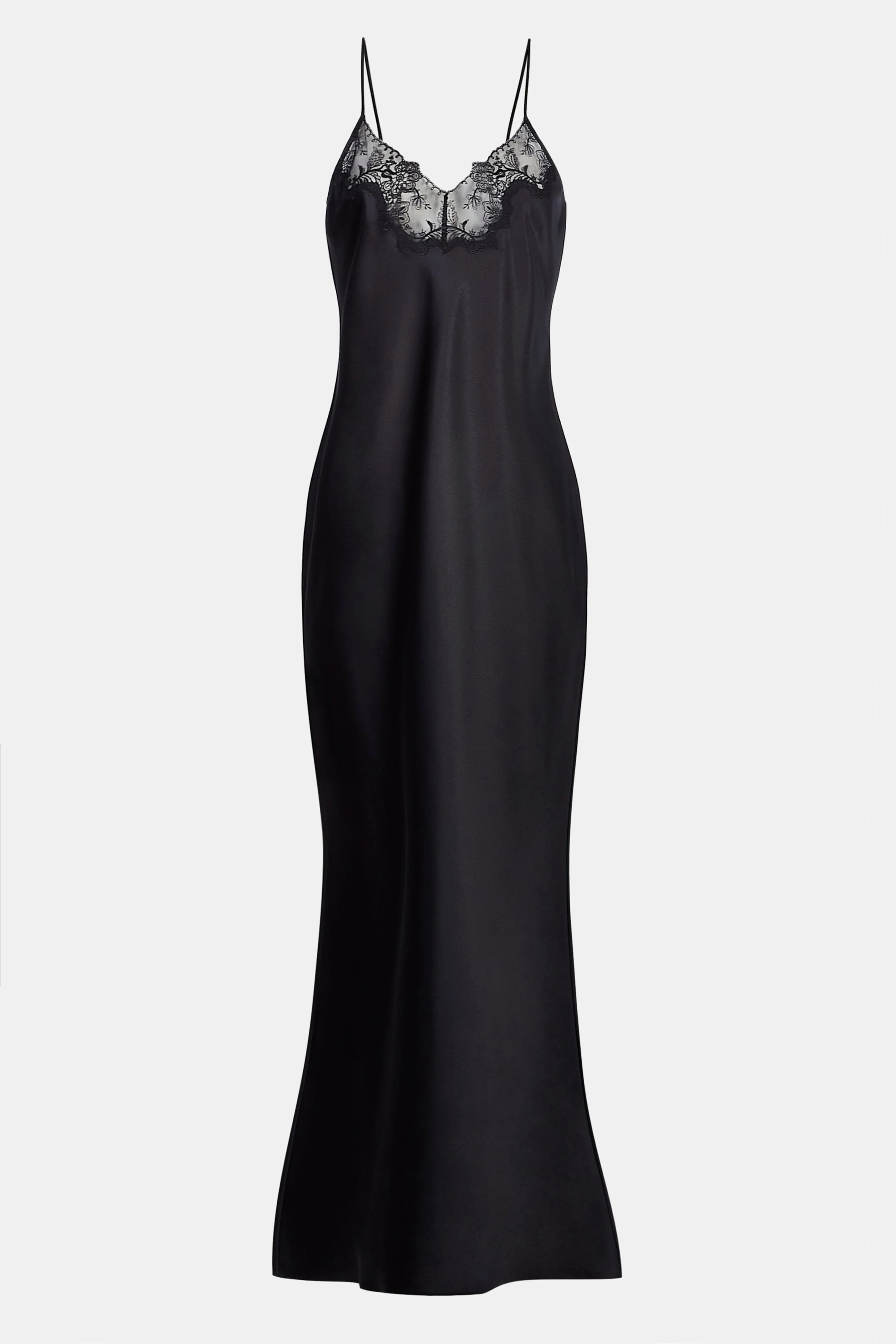 Satin Lace Detail Camisole Maxi Dress - Black - Image 8