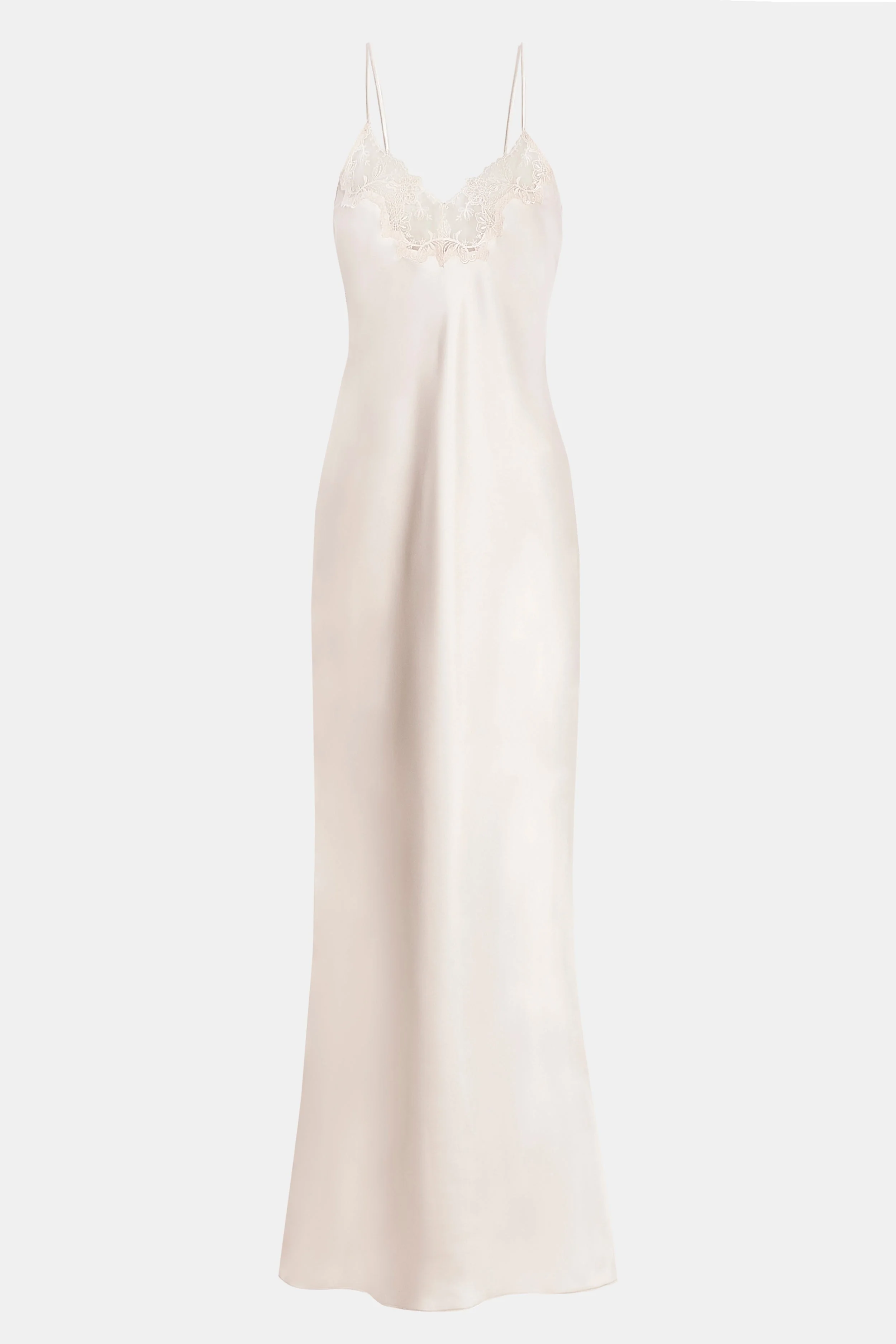 Satin Lace Detail Camisole Maxi Dress - Champagne - Image 8