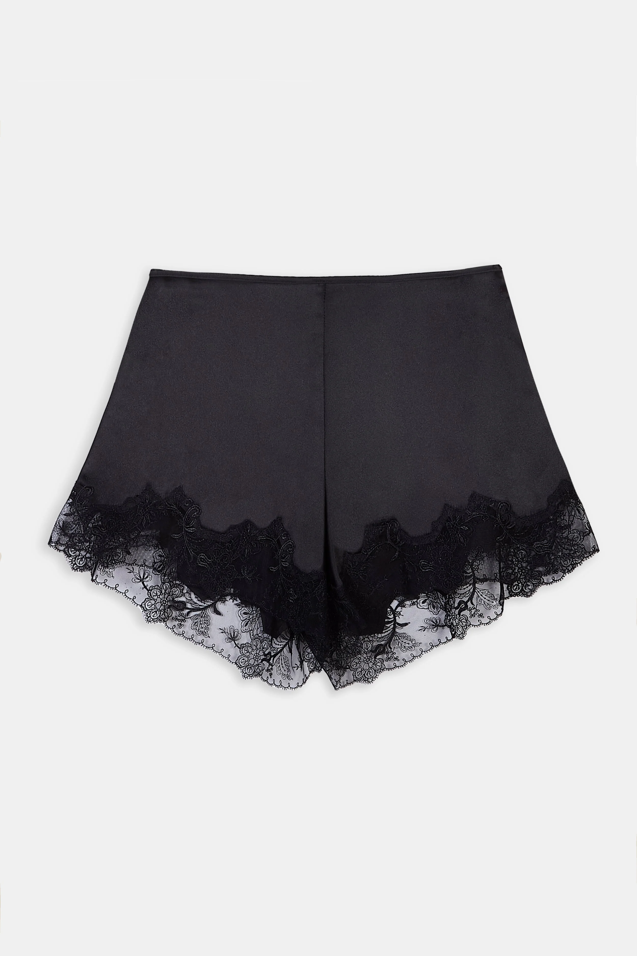 Satin Lace Detail Shorts - Black - Image 10