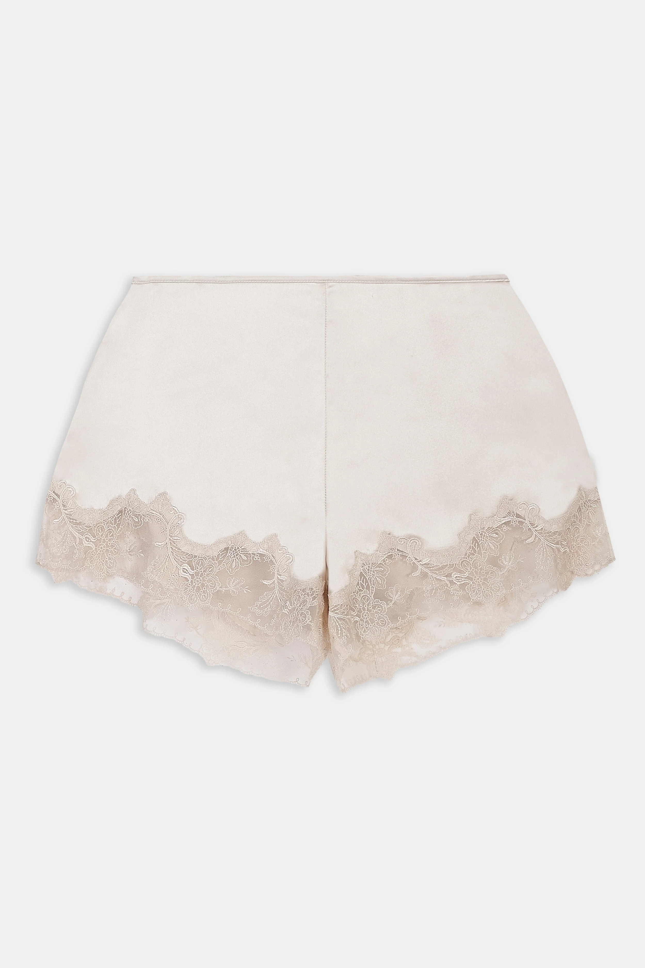 Satin Lace Detail Shorts - Champagne - Image 9