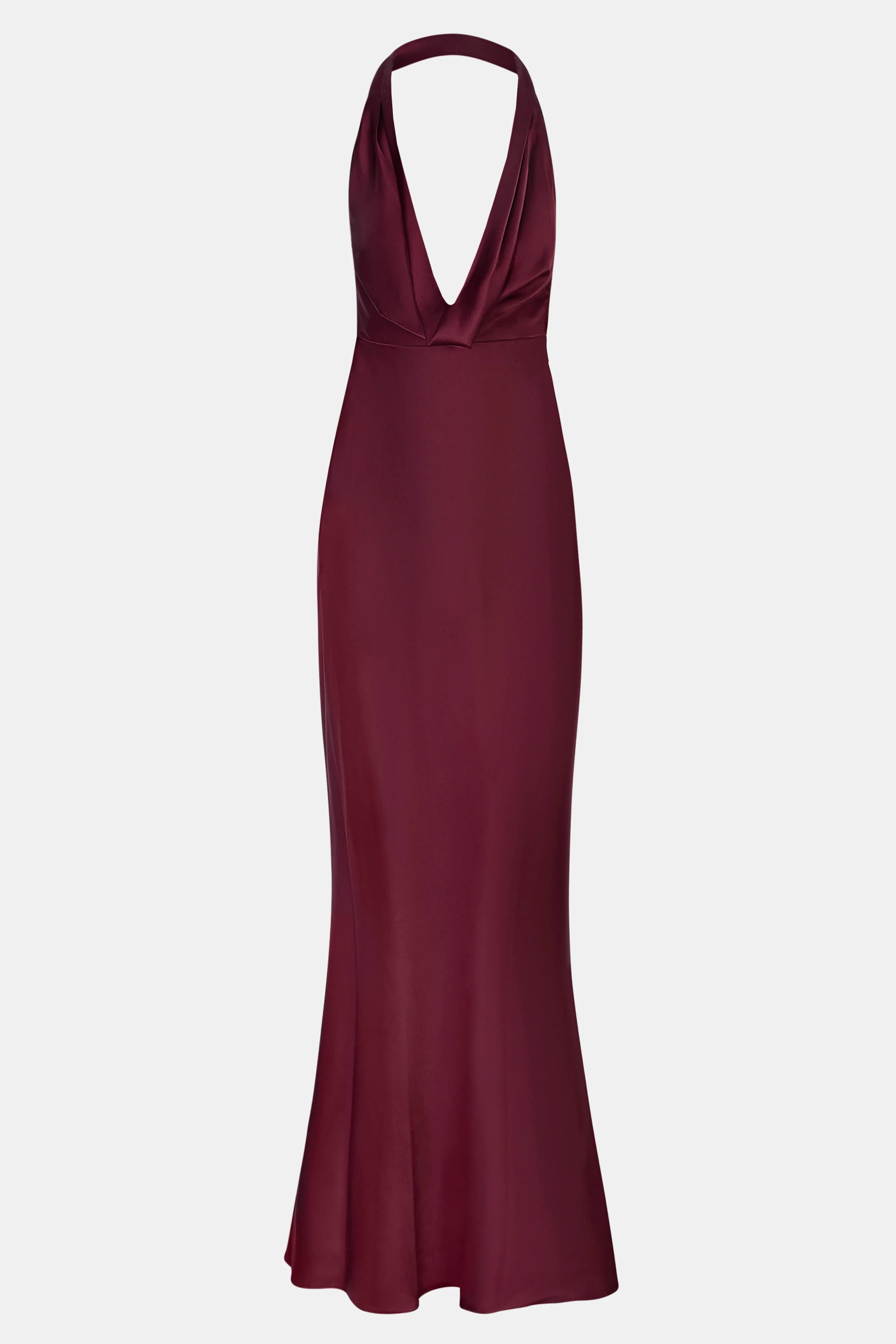 Satin Plunging Cowl Neck Maxi Dress - Mulberry - Image 7