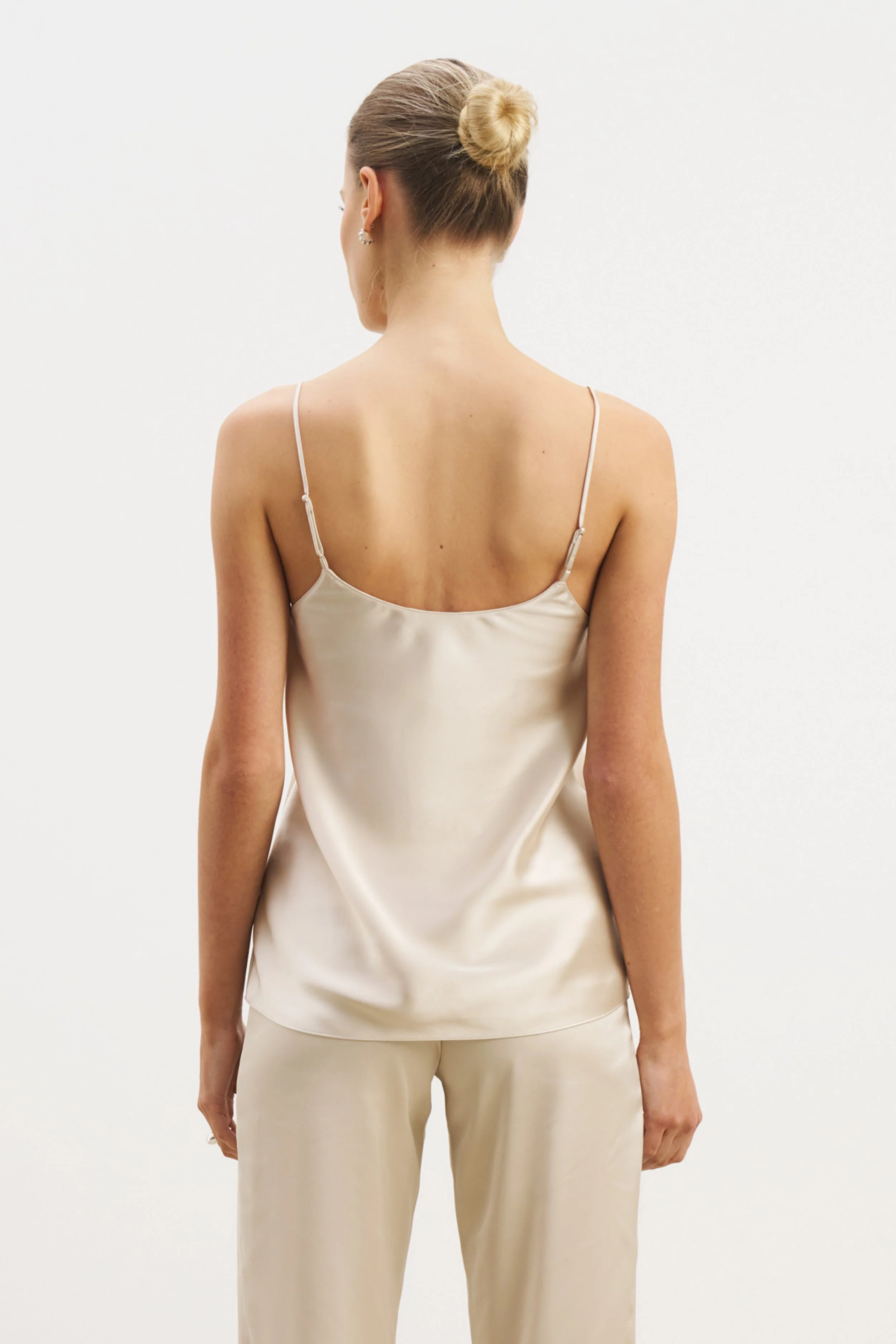 Satin Scoop Neck Camisole - Champagne - Image 7