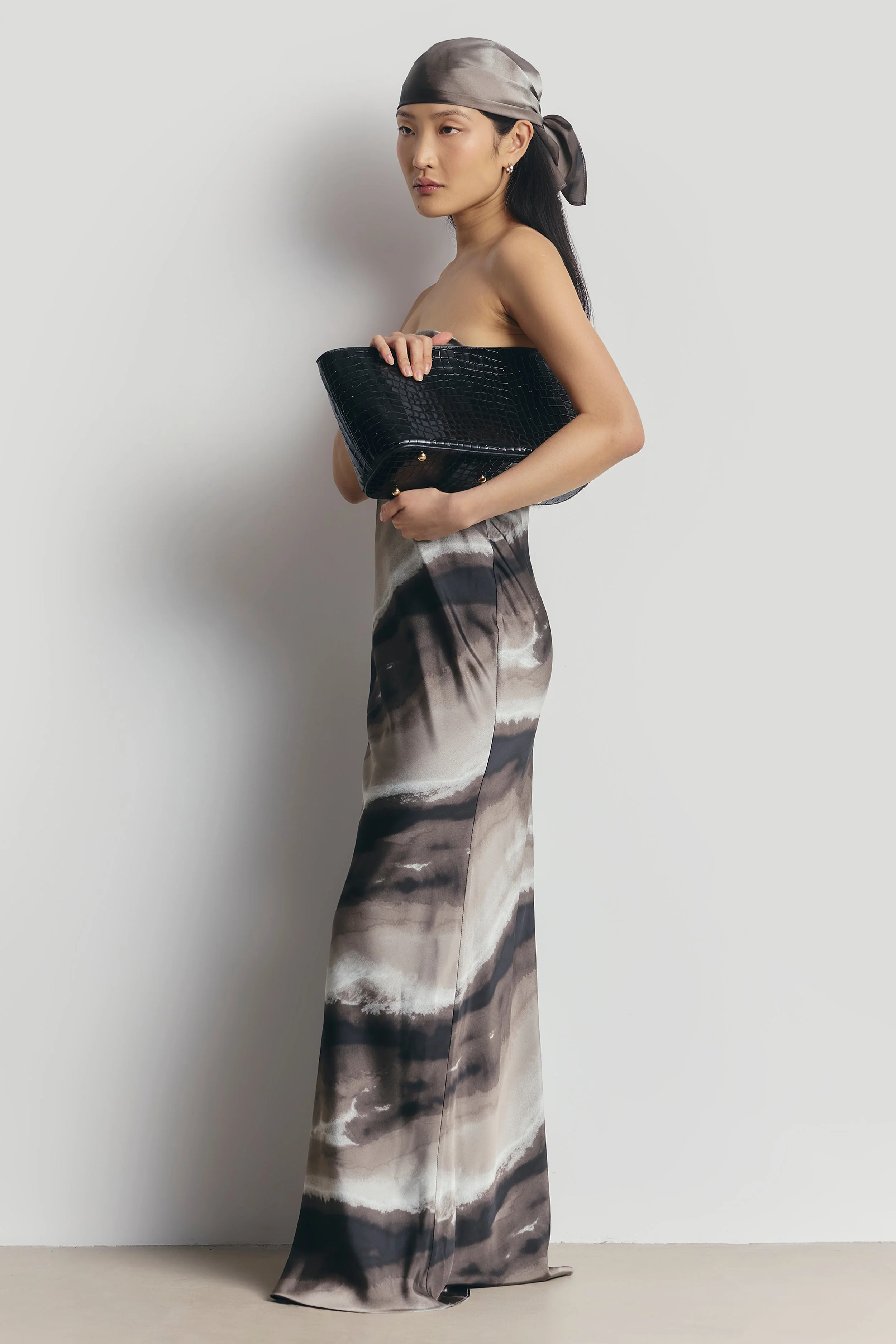 Satin Strapless Maxi Dress - Sage Marble - Image 4