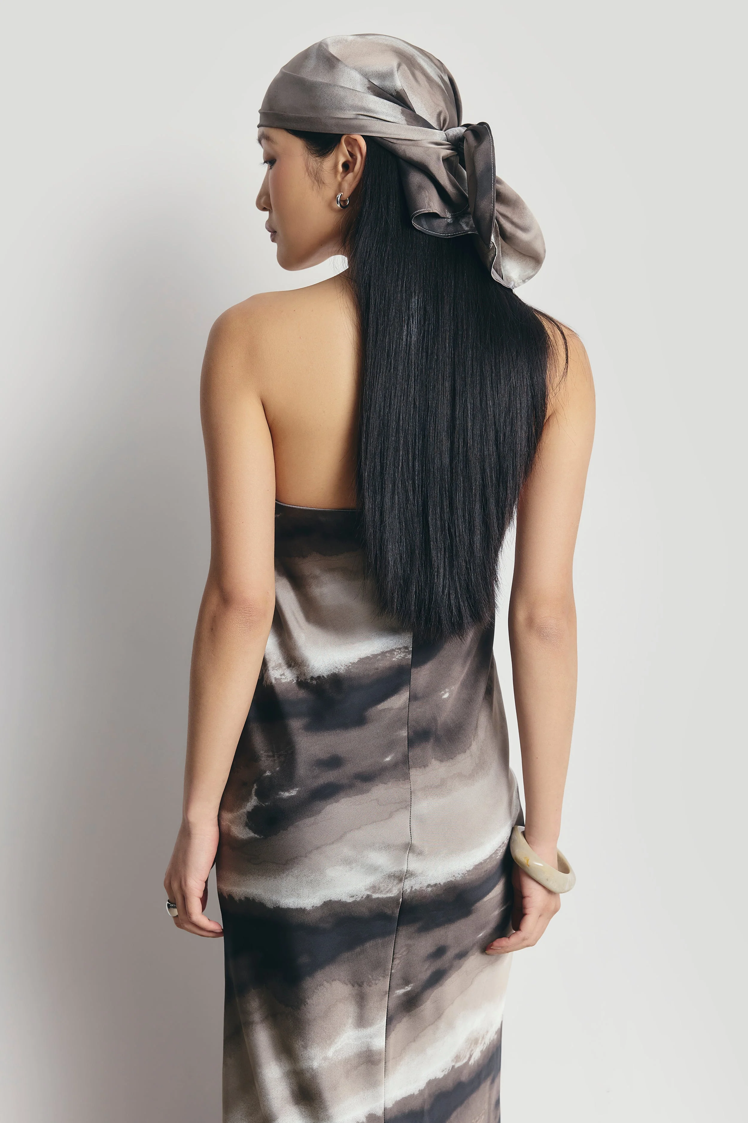 Satin Strapless Maxi Dress - Sage Marble - Image 7