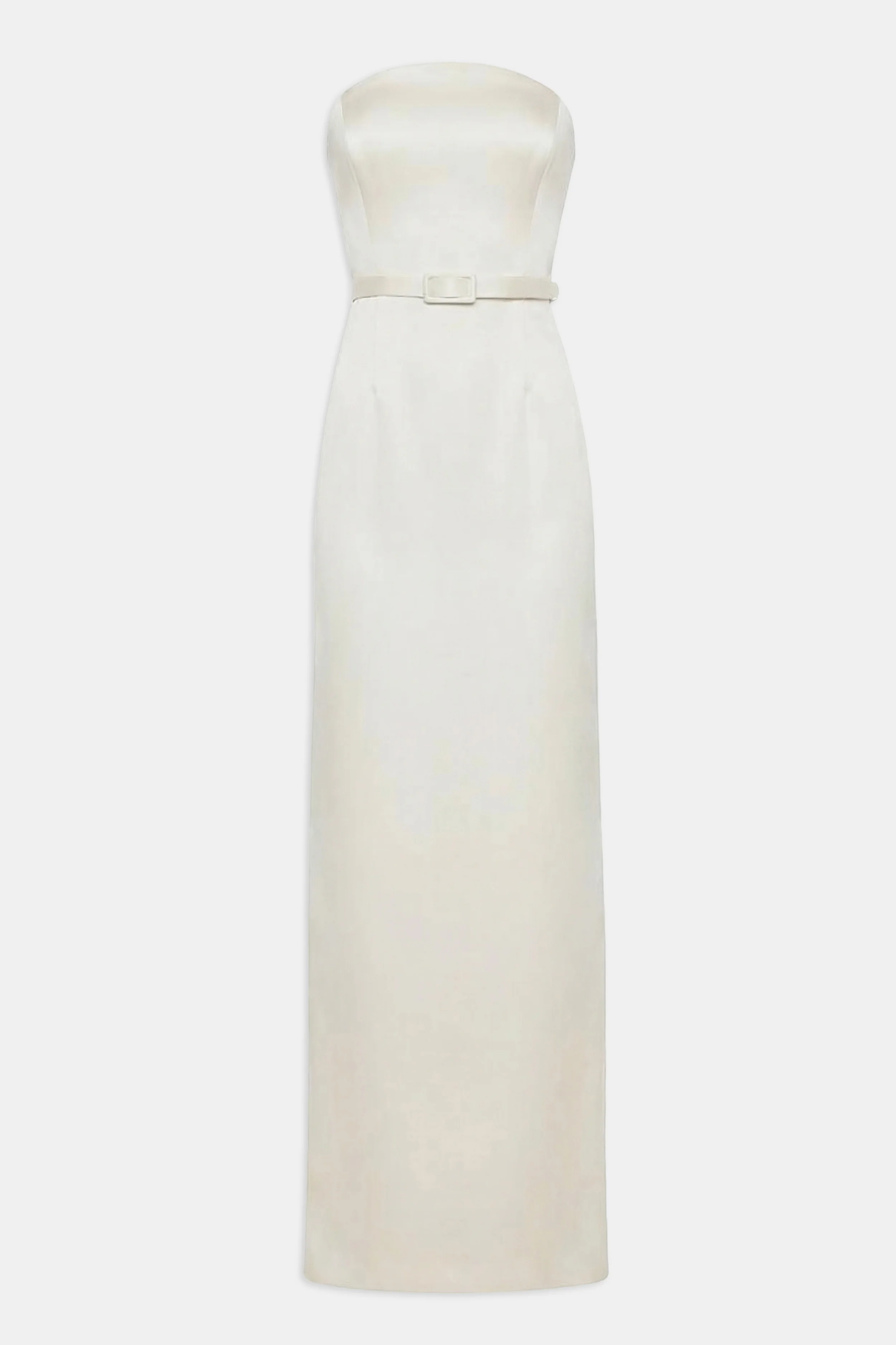 Satin Structured Column Maxi Dress - Cream - Image 9