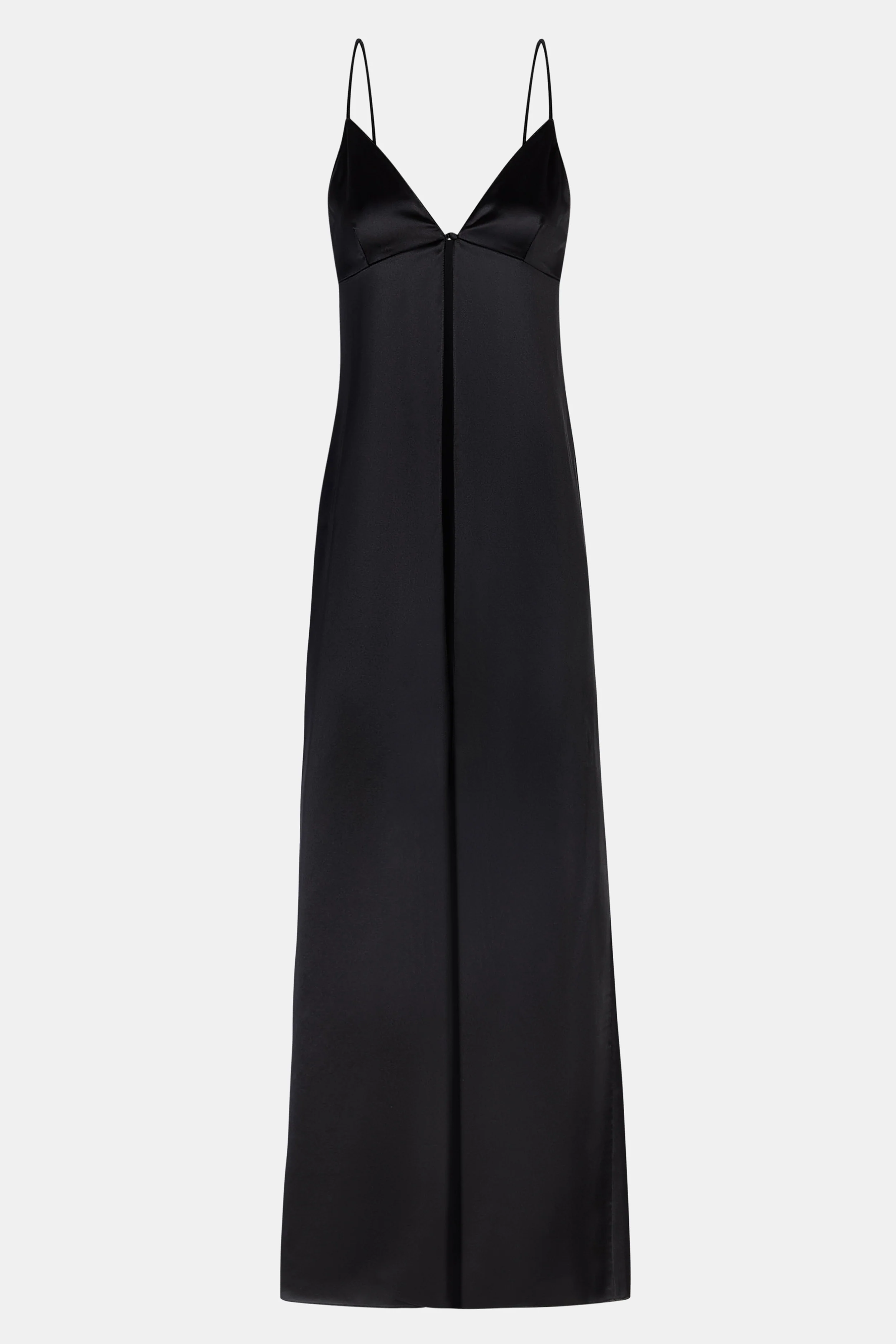 Satin V Neck Longline Camisole - Black - Image 9