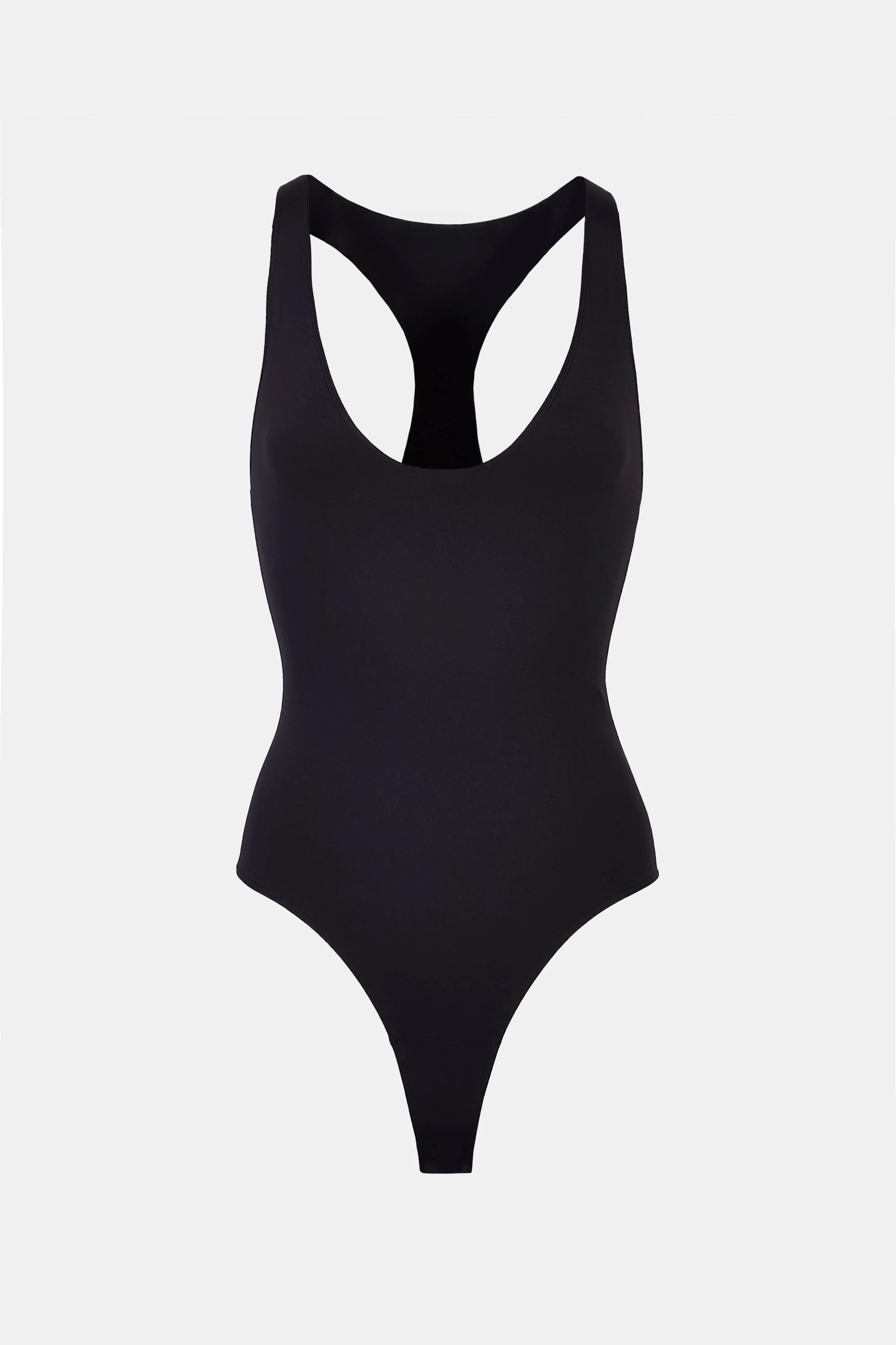 Scoop Neck Racer Bodysuit - Black - Image 7