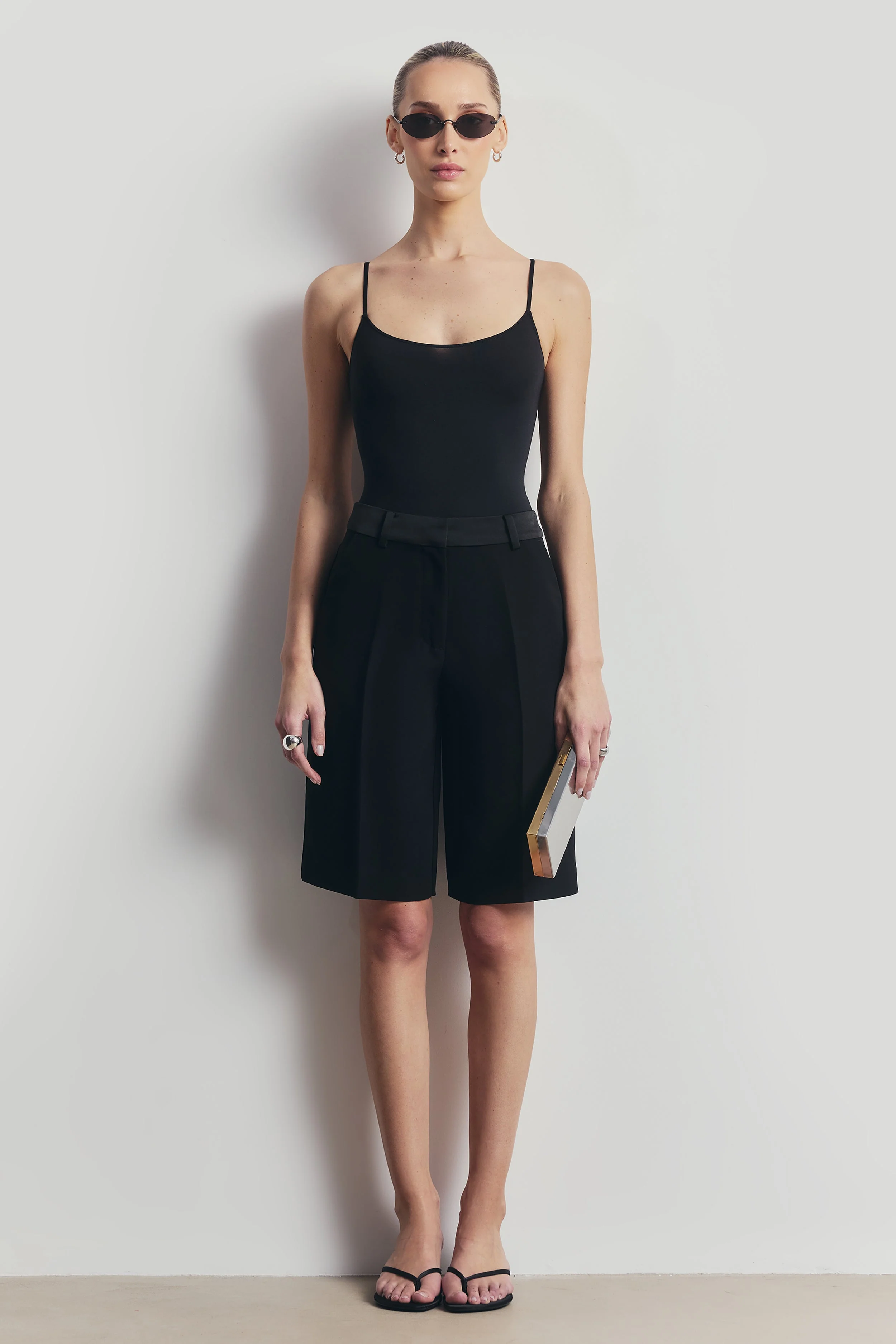 Semi Sheer Camisole Bodysuit - Black - Image 7