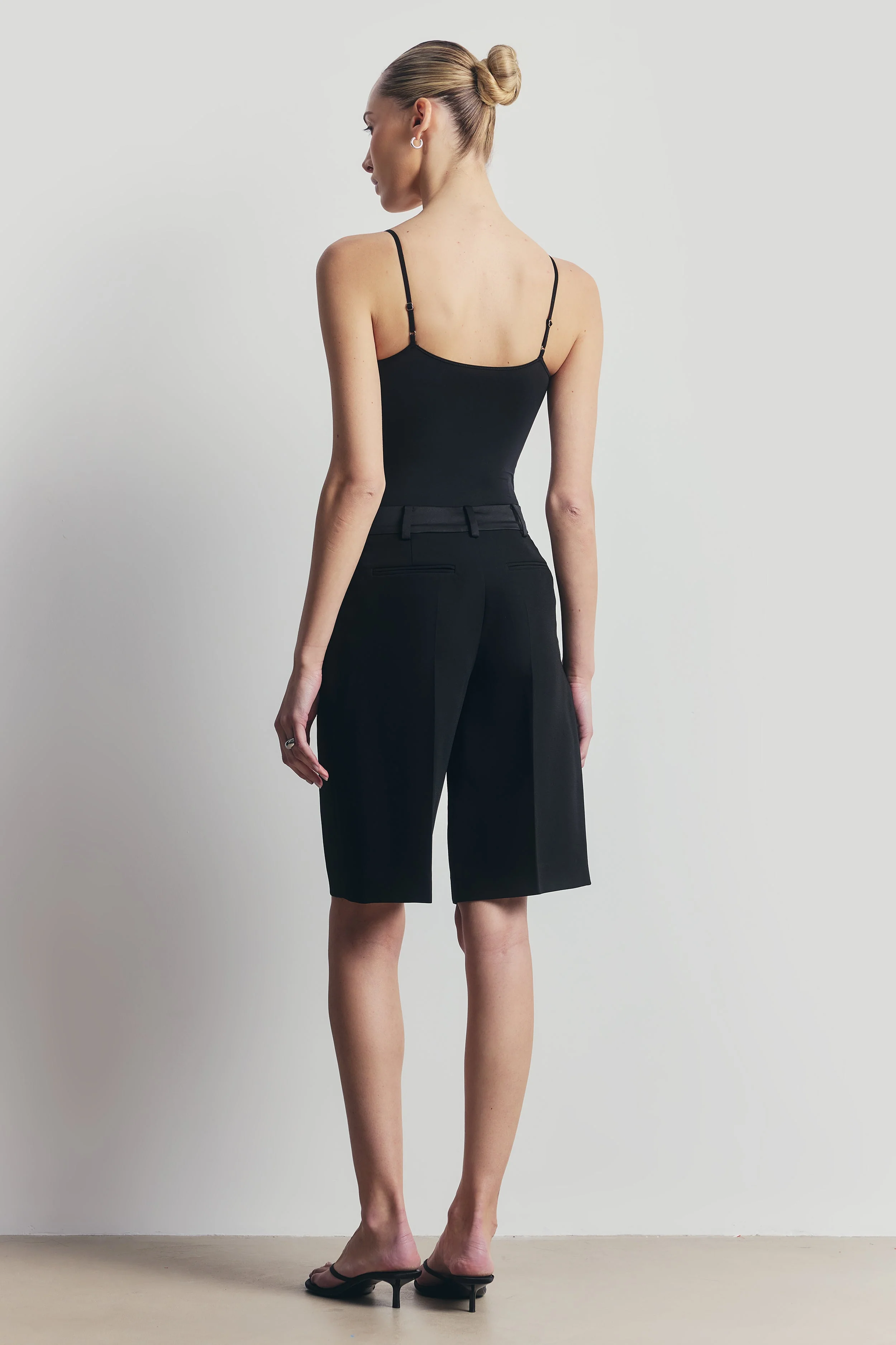 Semi Sheer Camisole Bodysuit - Black - Image 8