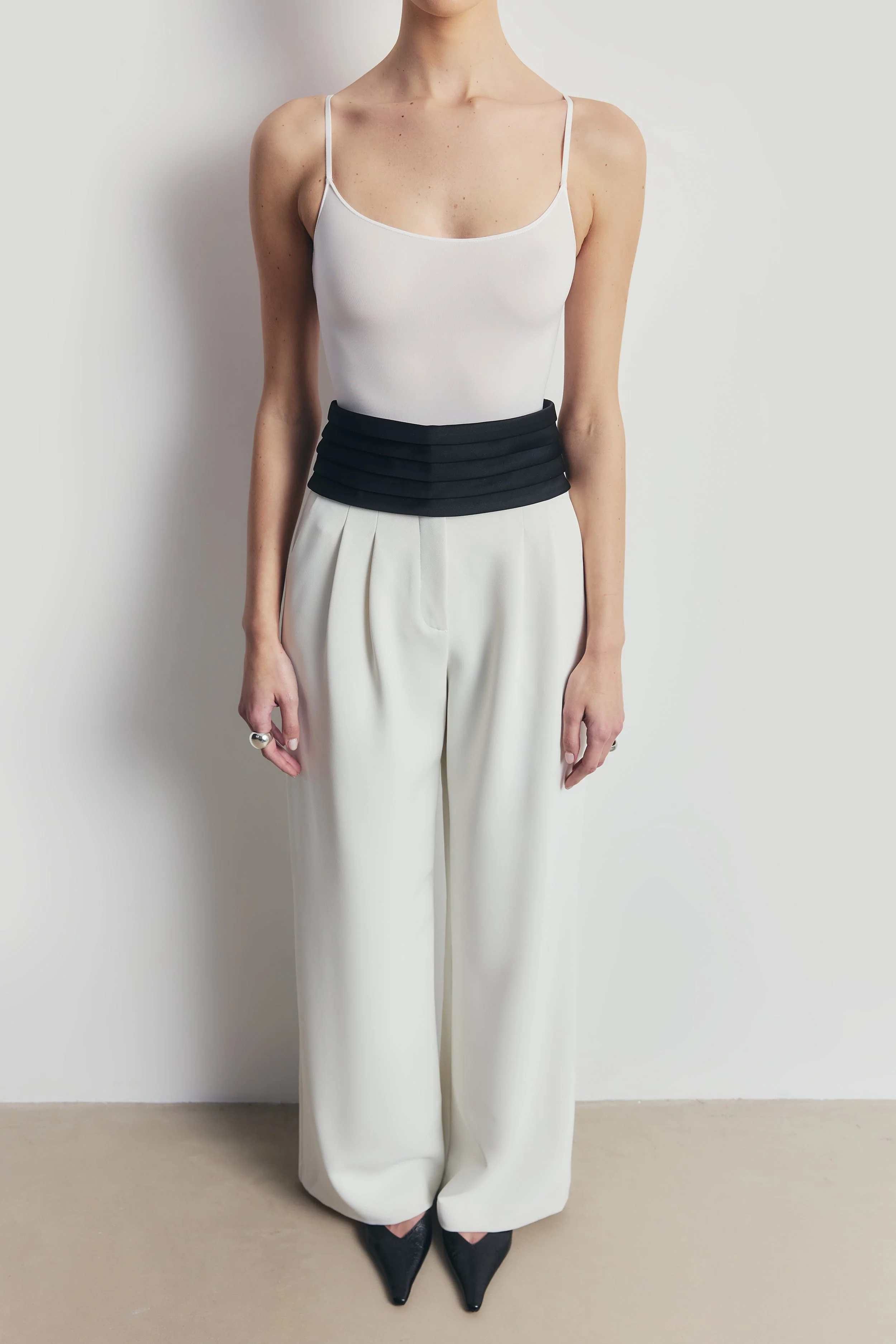 Semi Sheer Camisole Bodysuit - White - Image 5