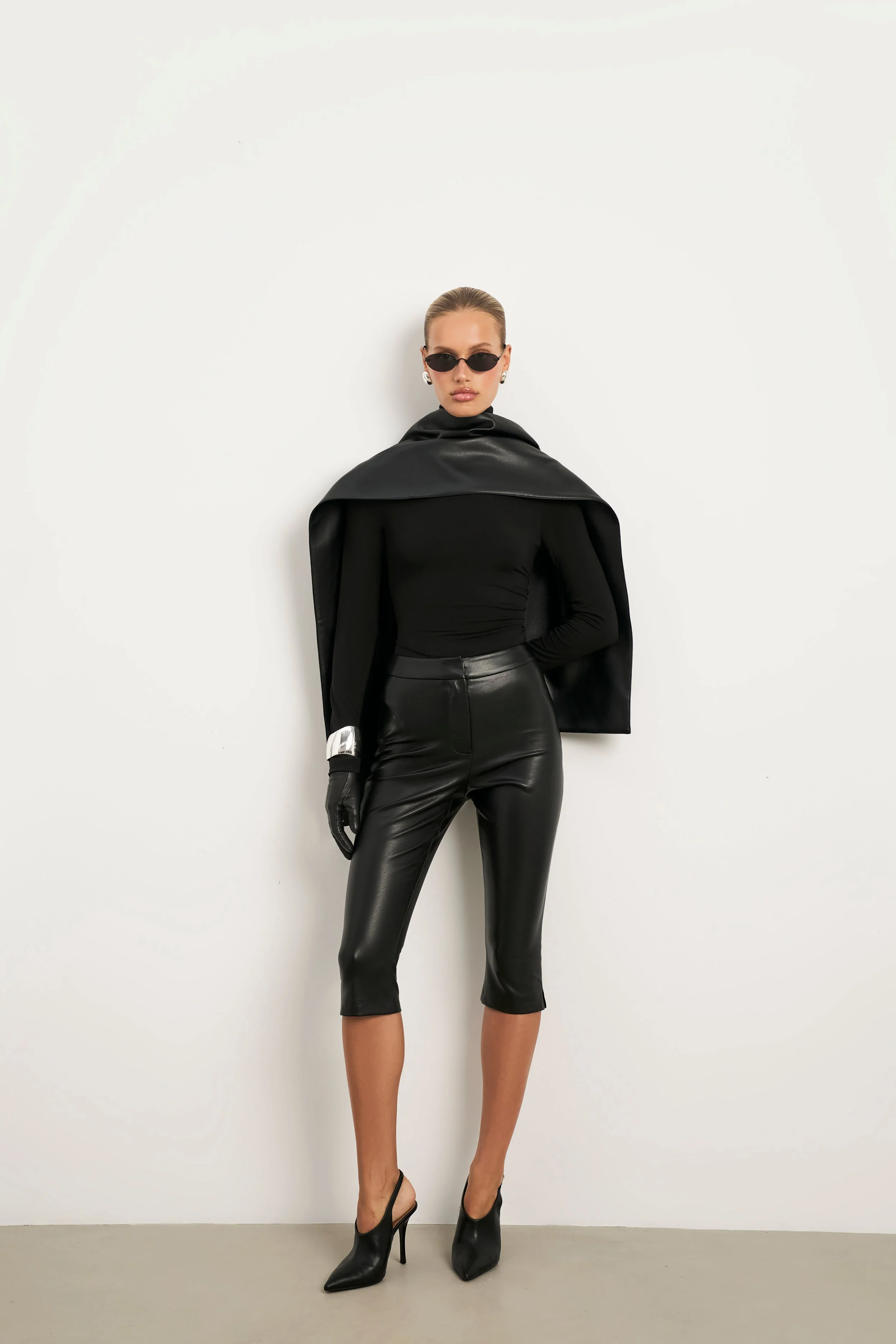 Semi Sheer High Neck Longsleeve Top - Black - Image 6