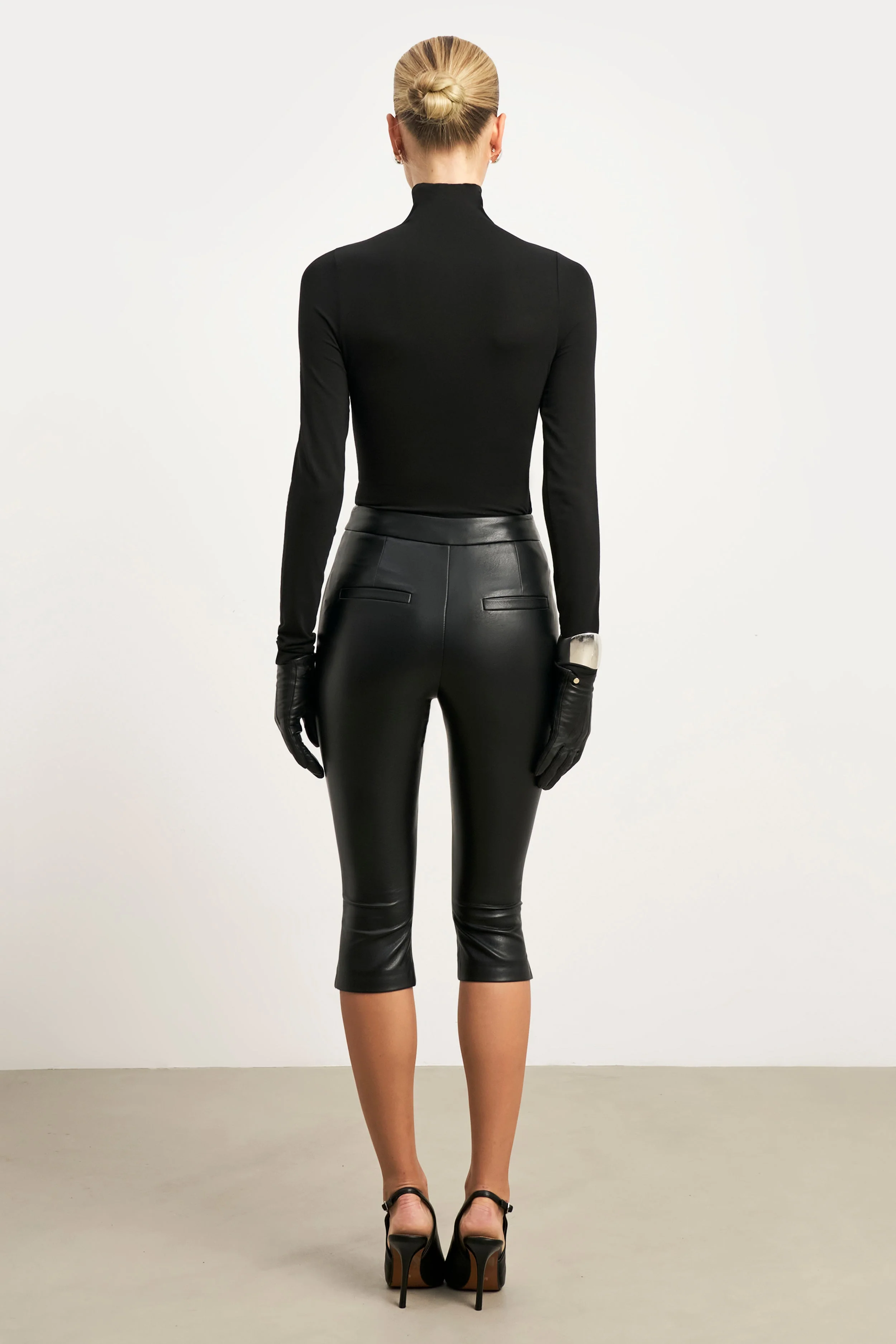 Semi Sheer High Neck Longsleeve Top - Black - Image 7